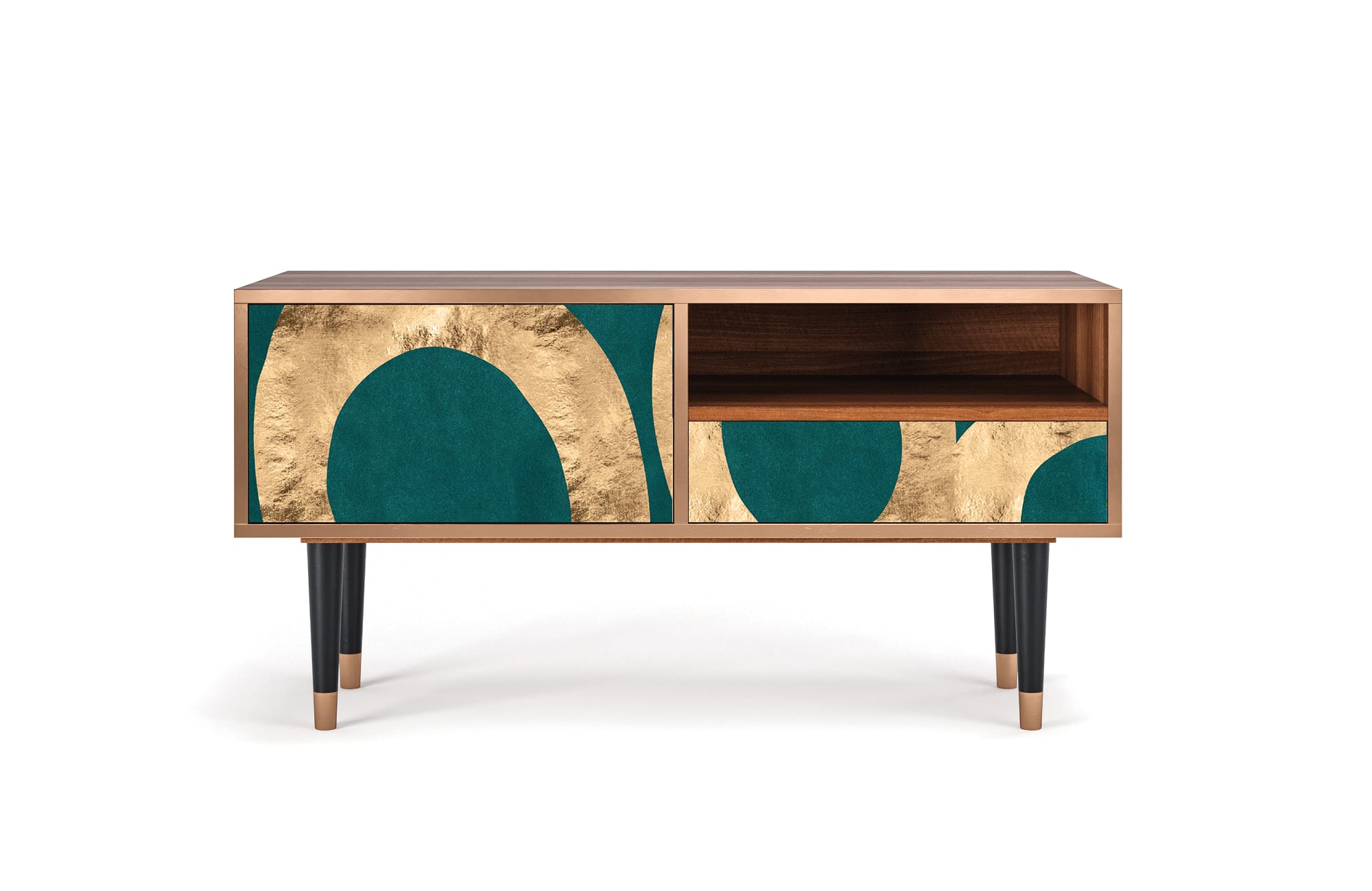 Meuble TV  bleu-vert 1 tiroir et 1 porte L 115 cm