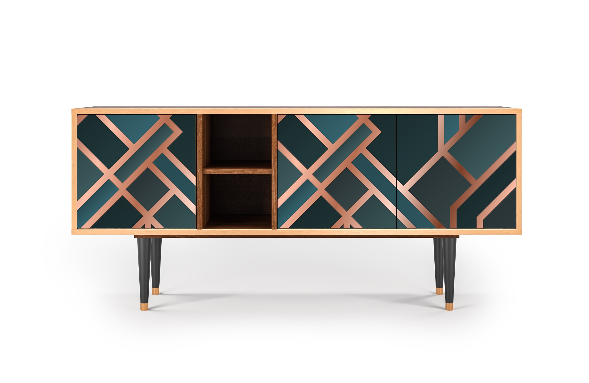 Meuble TV  bleu-vert 3 tiroirs L 150 cm