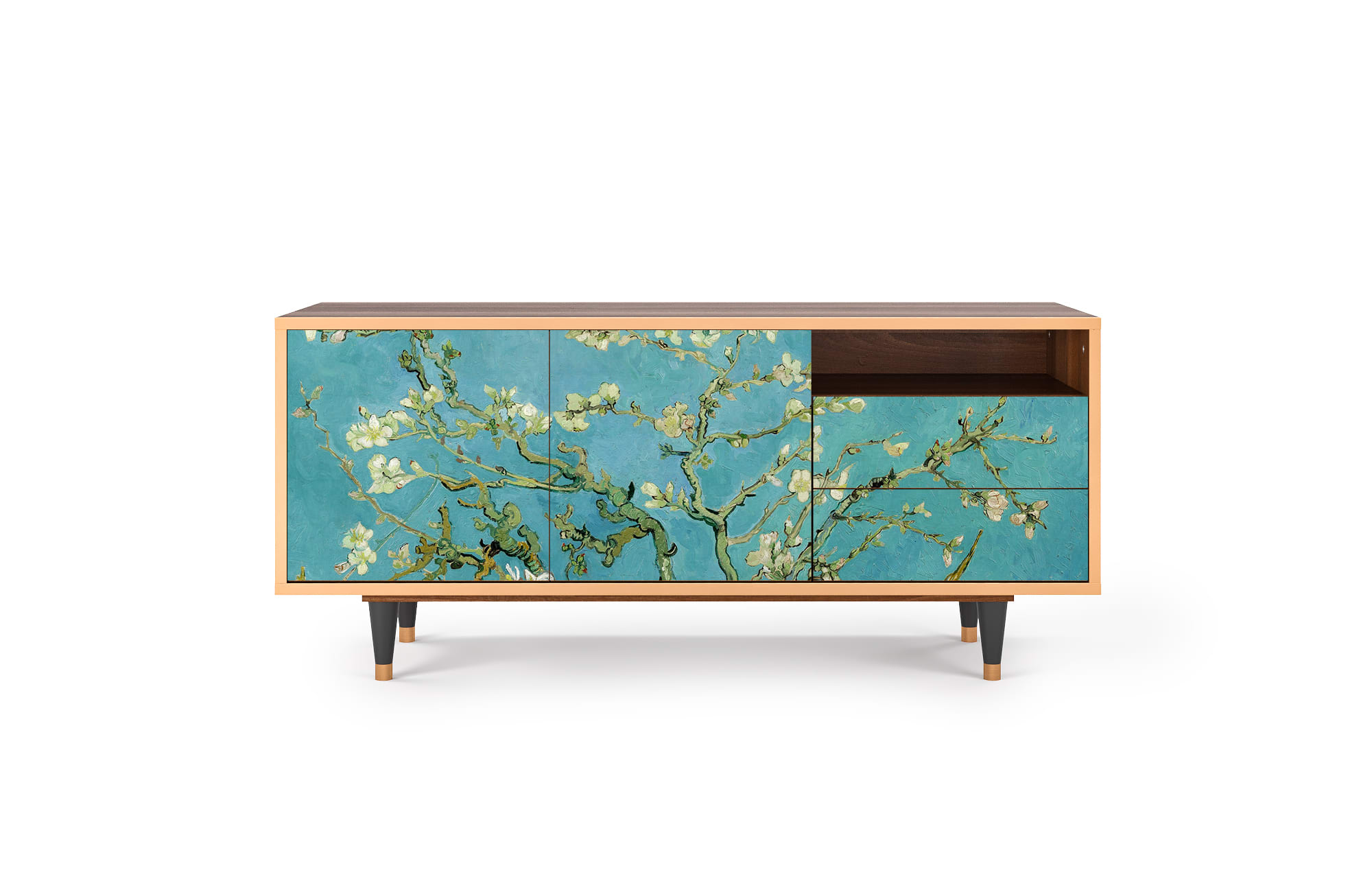 Meuble TV  bleu 2 tiroirs et 2 portes L 125 cm