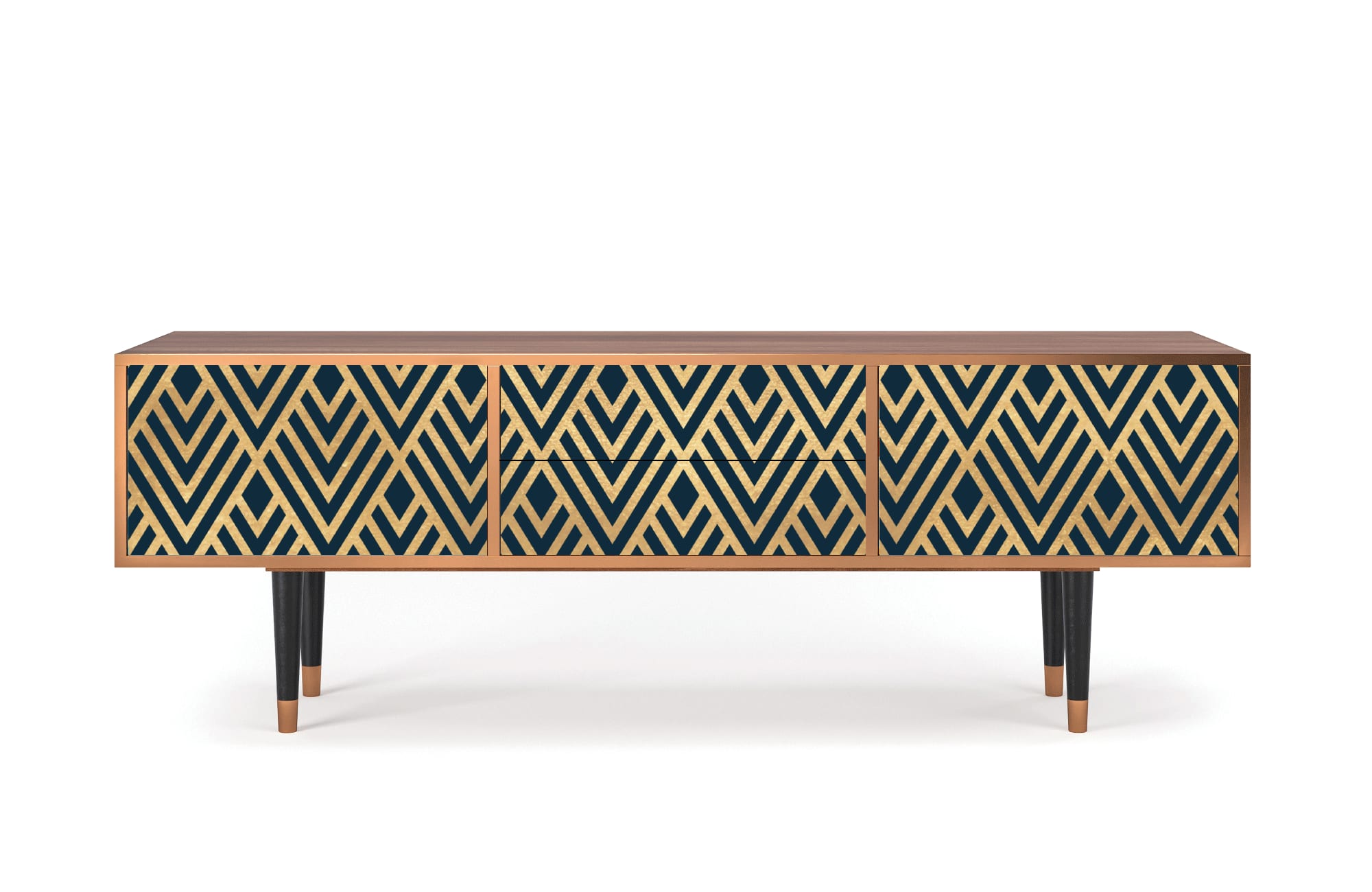 Meuble TV  bleu 2 tiroirs et 2 portes L 170 cm