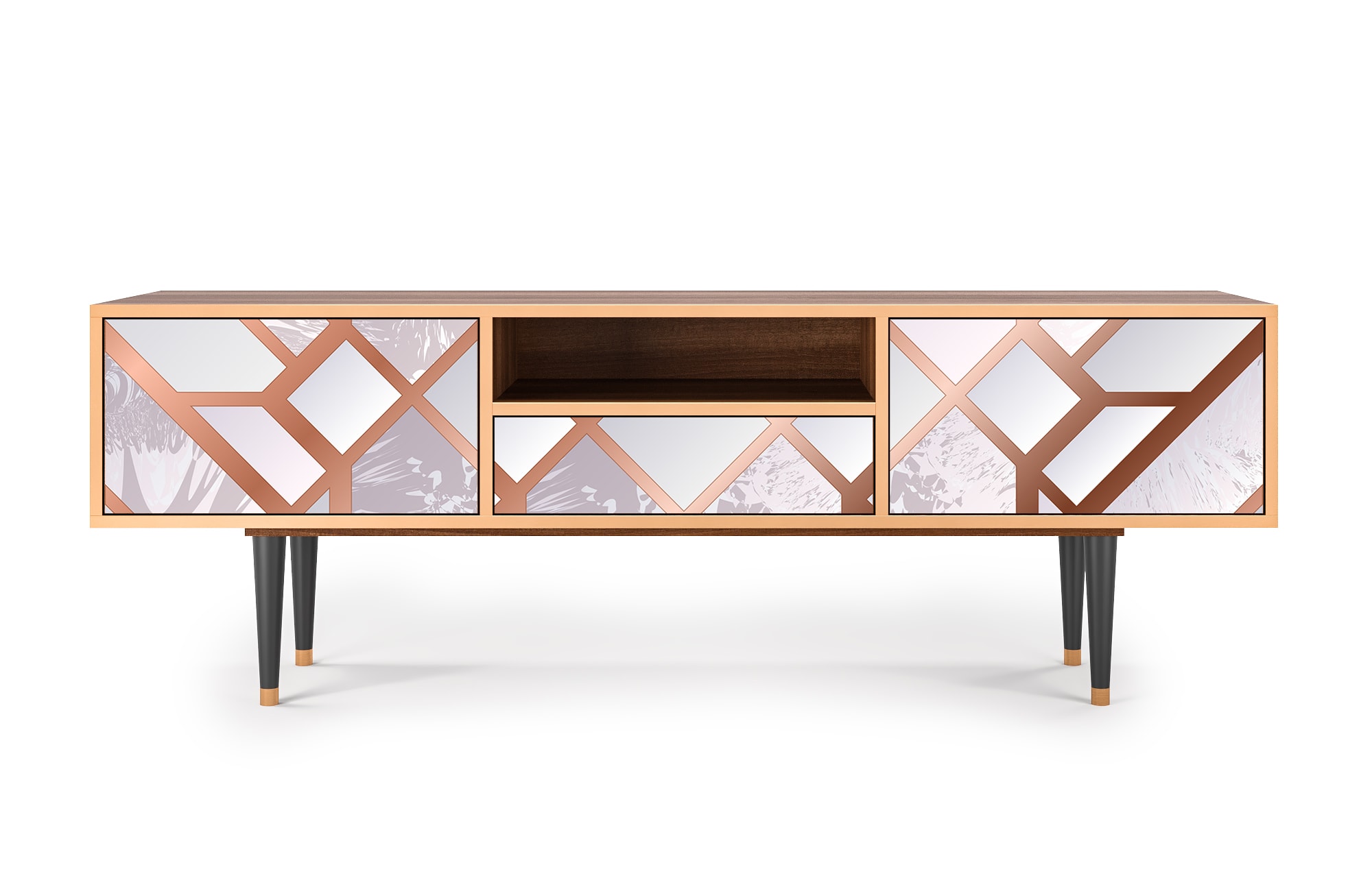 Meuble TV  rose clair 1 tiroir et 2 portes L 170 cm