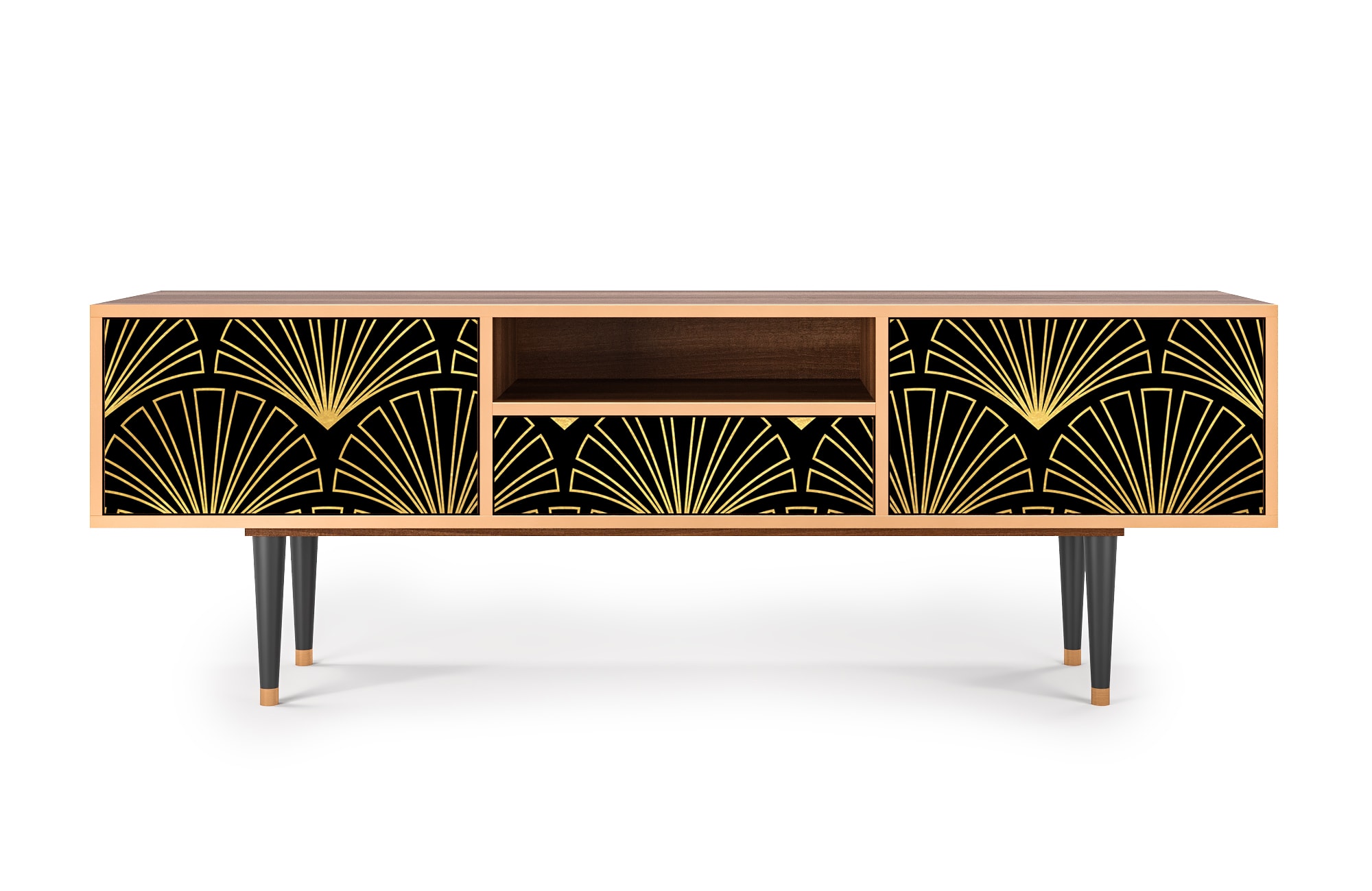 Meuble TV  noir 1 tiroir et 2 portes L 170 cm