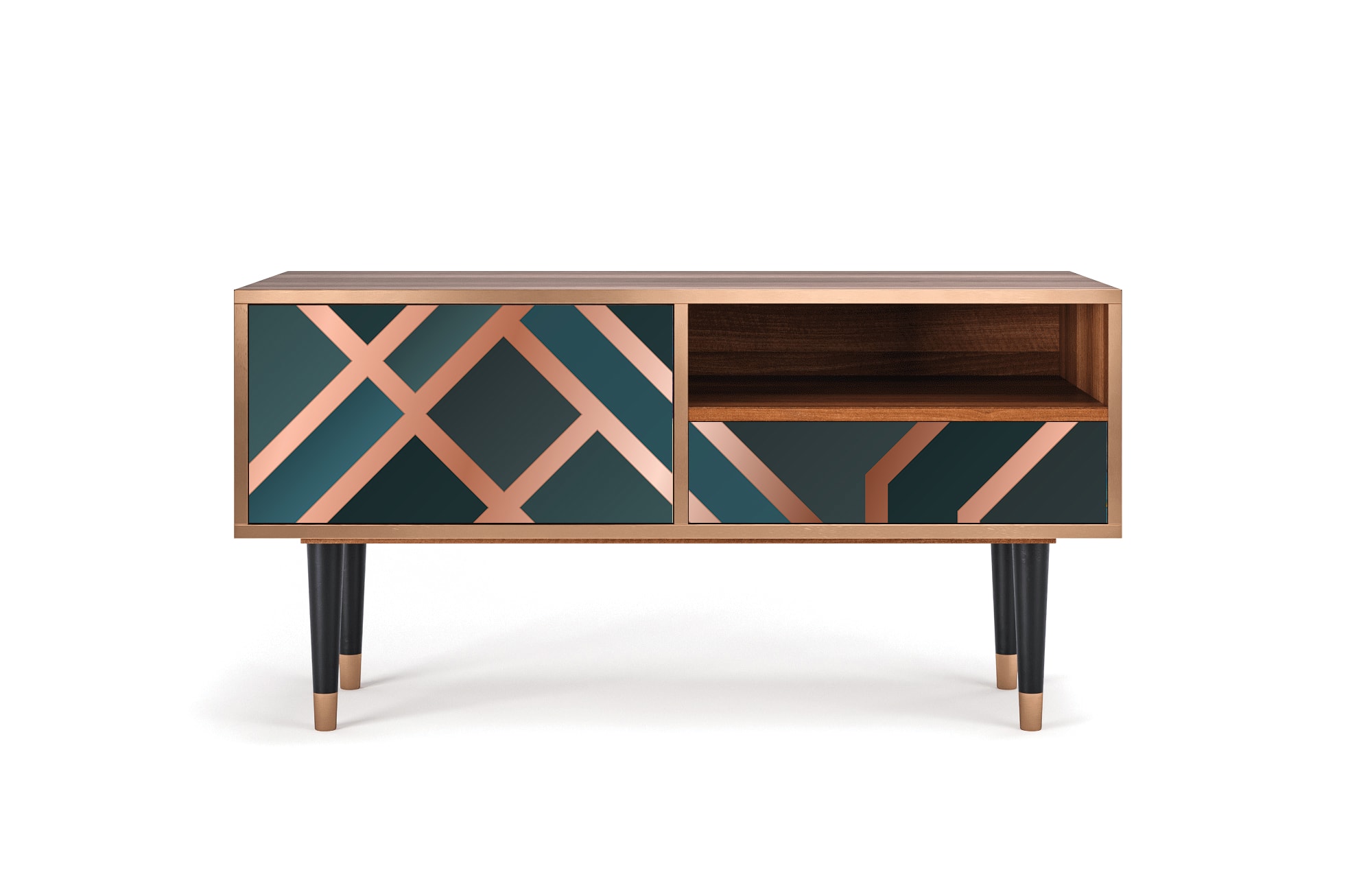 Meuble TV  bleu-vert 1 tiroir et 1 porte L 115 cm