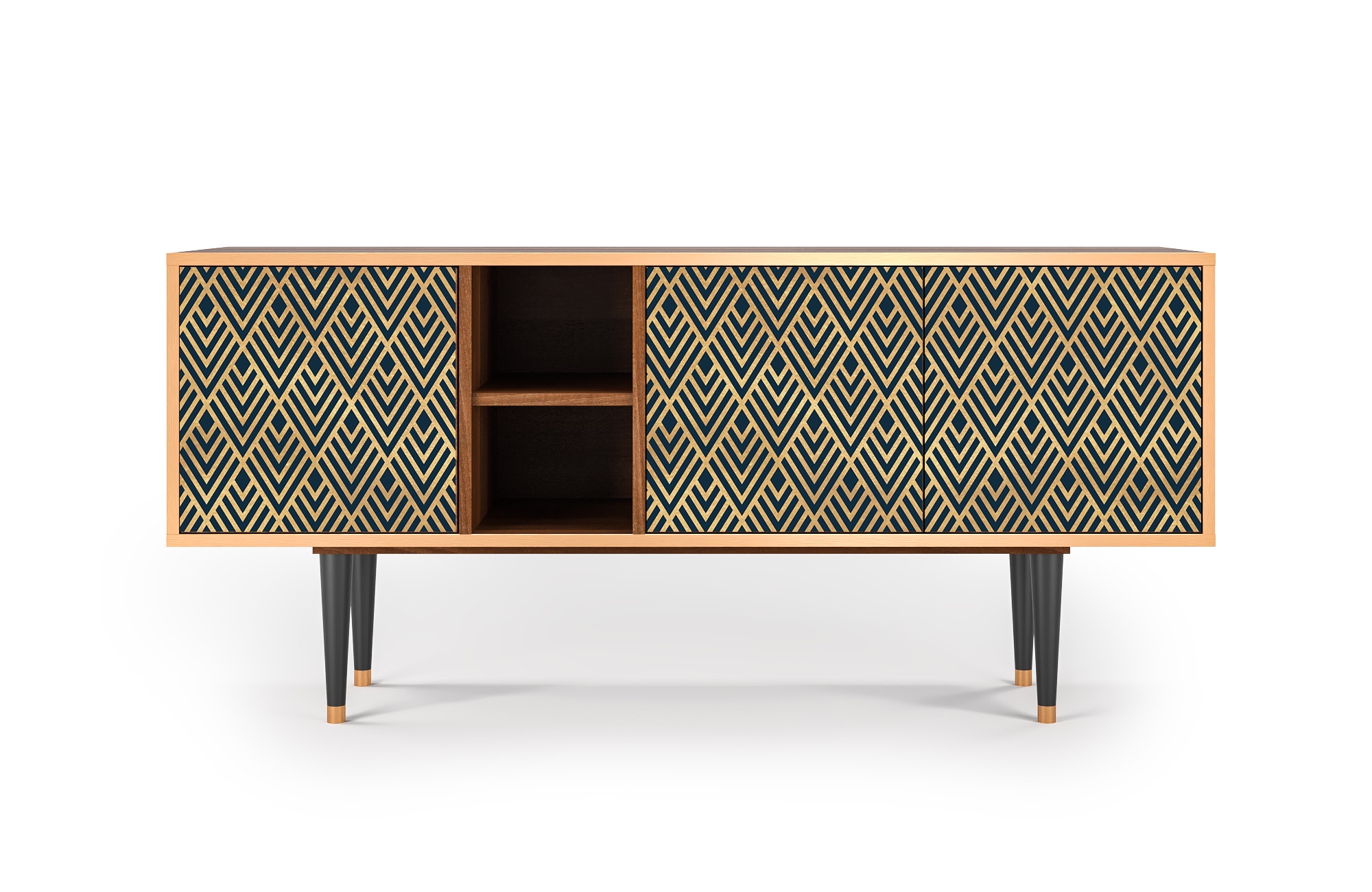 Meuble TV  bleu 3 tiroirs L 150 cm