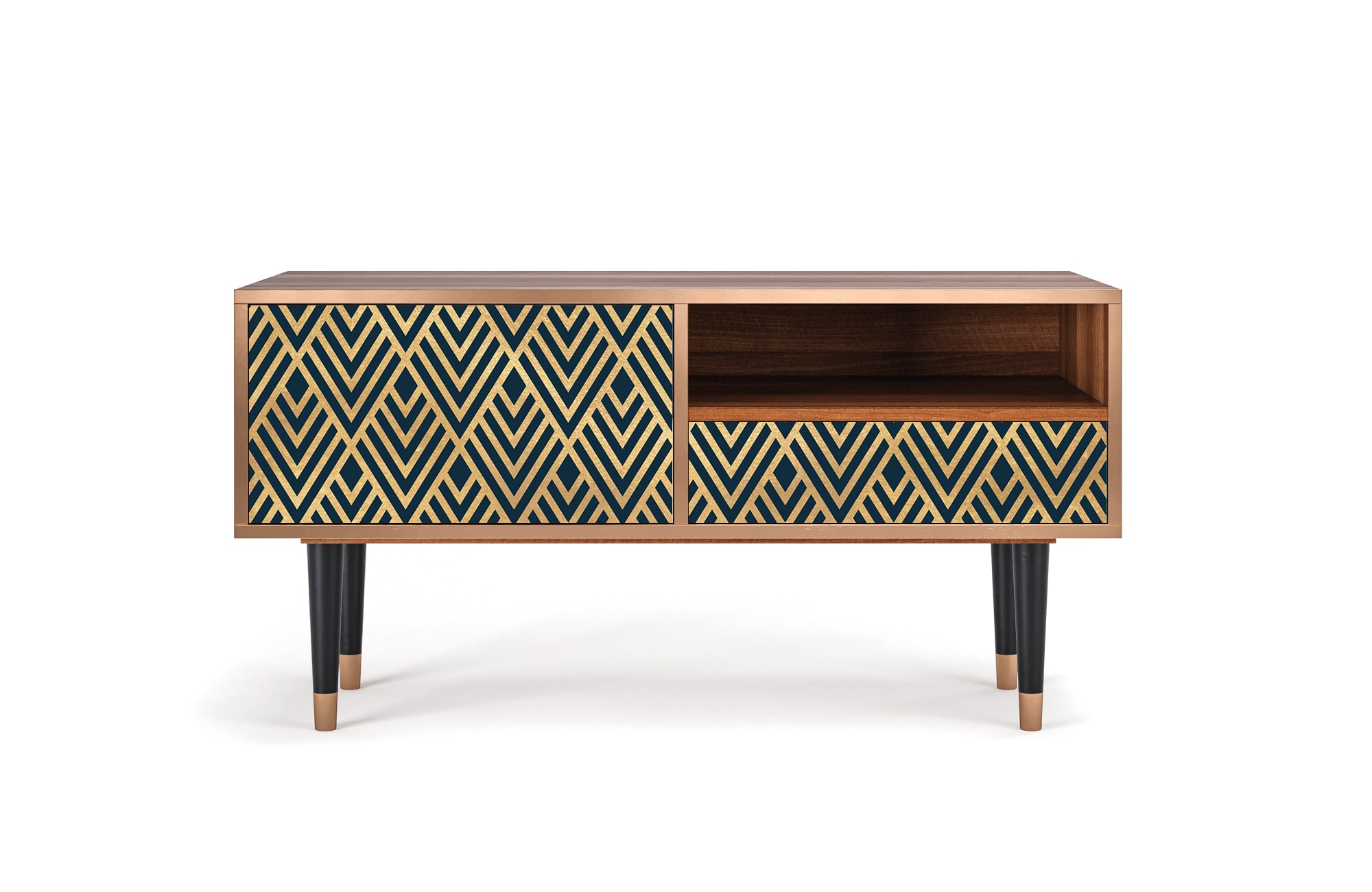 Meuble TV  bleu 1 tiroir et 1 porte L 115 cm