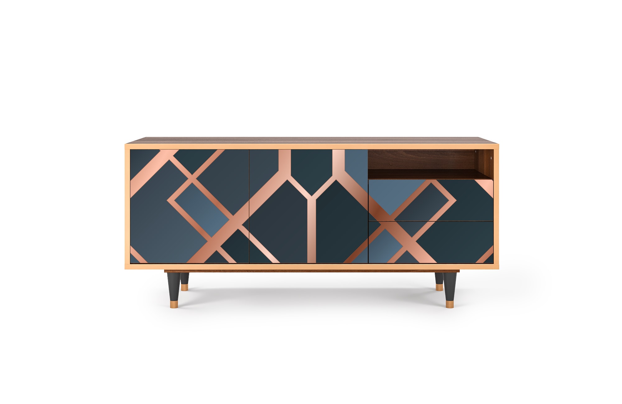 Meuble TV  bleu-vert 2 tiroirs et 2 portes L 125 cm