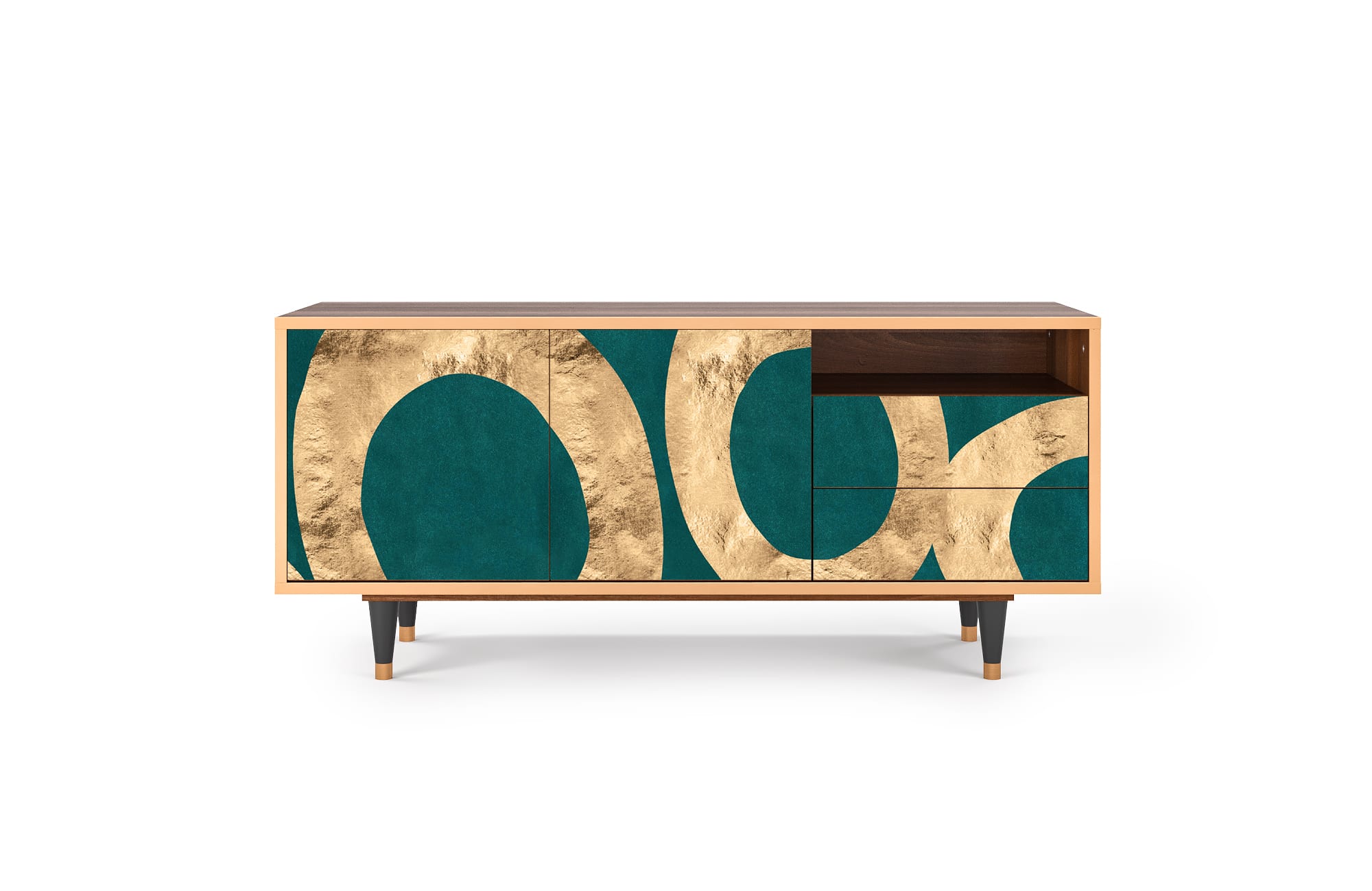 Meuble TV  bleu-vert 2 tiroirs et 2 portes L 125 cm