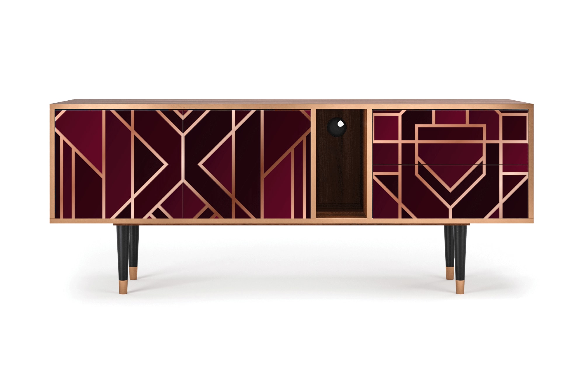 Meuble TV  bordeaux 2 tiroirs et 2 portes L 170 cm