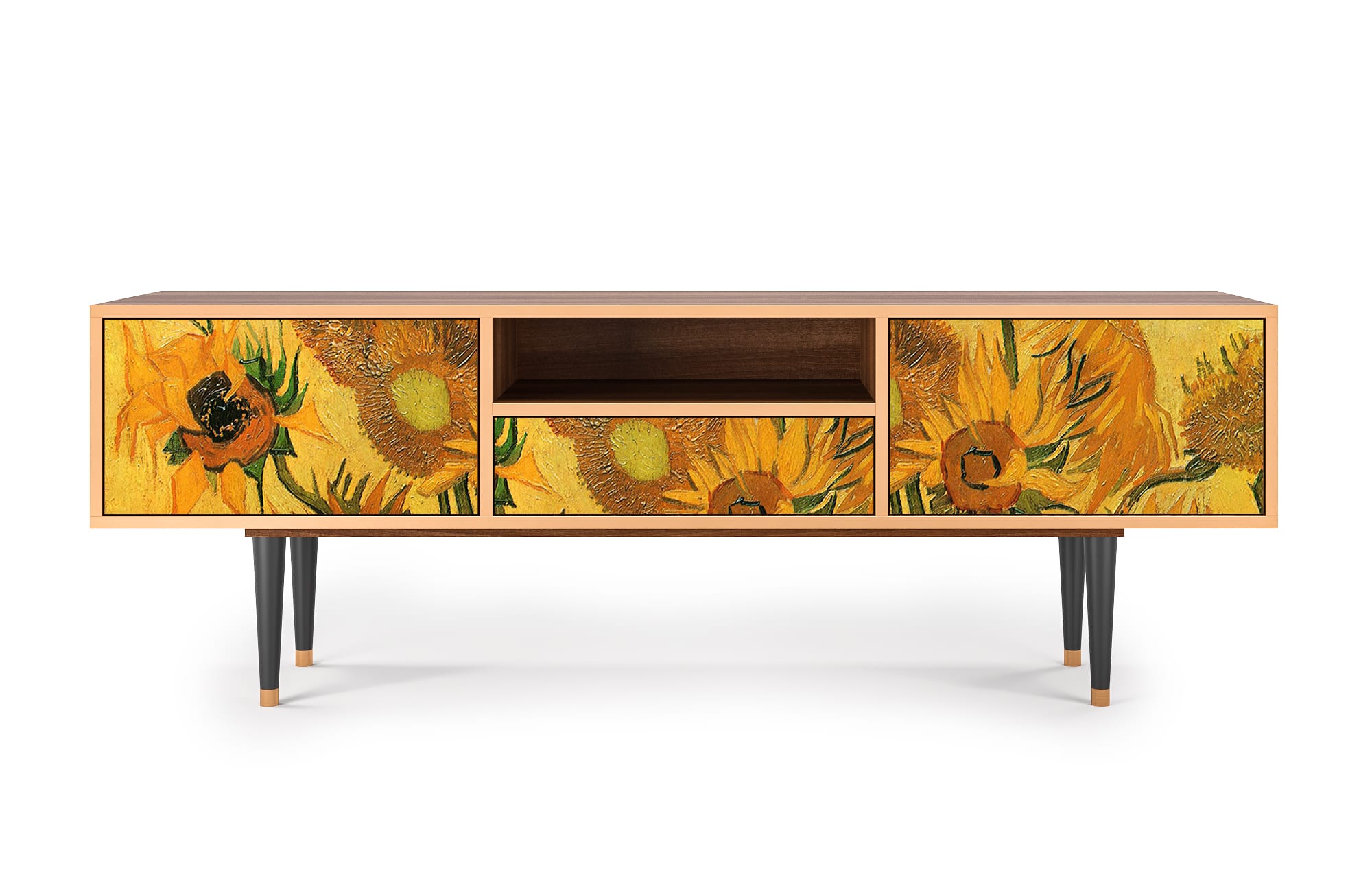 Meuble TV  jaune 1 tiroir et 2 portes L 170 cm