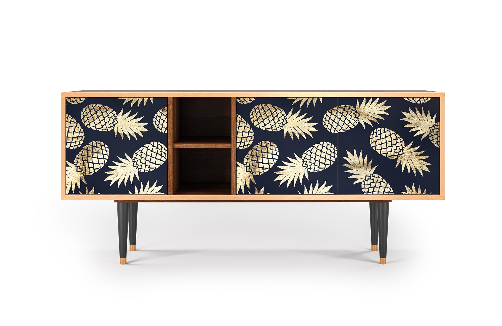 Meuble TV  bleu et jaune 3 tiroirs L 150 cm