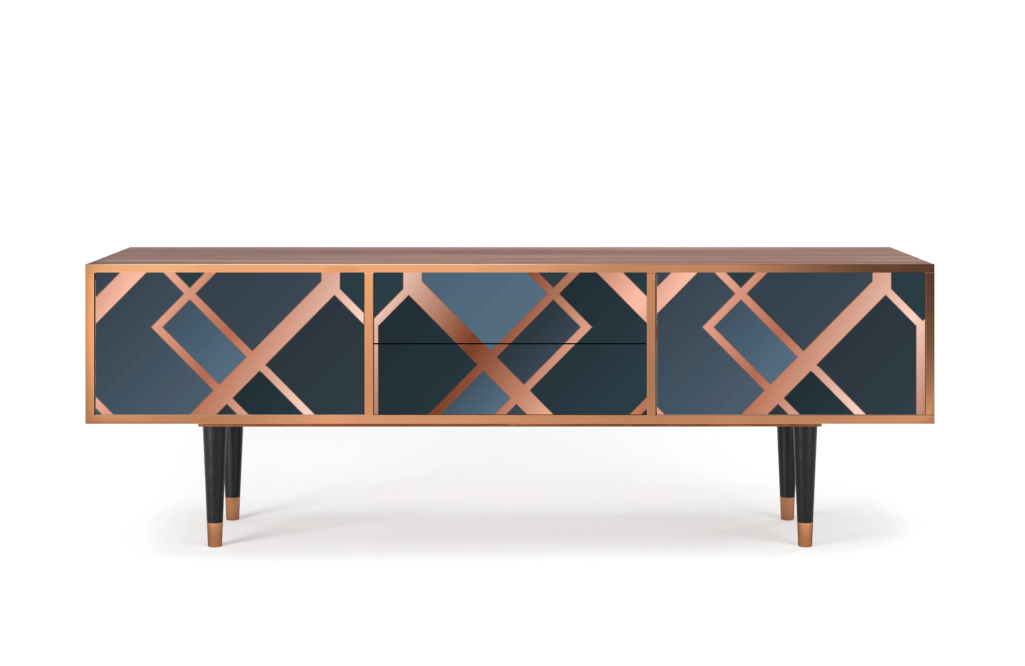 Meuble TV  bleu-vert 2 tiroirs et 2 portes L 170 cm