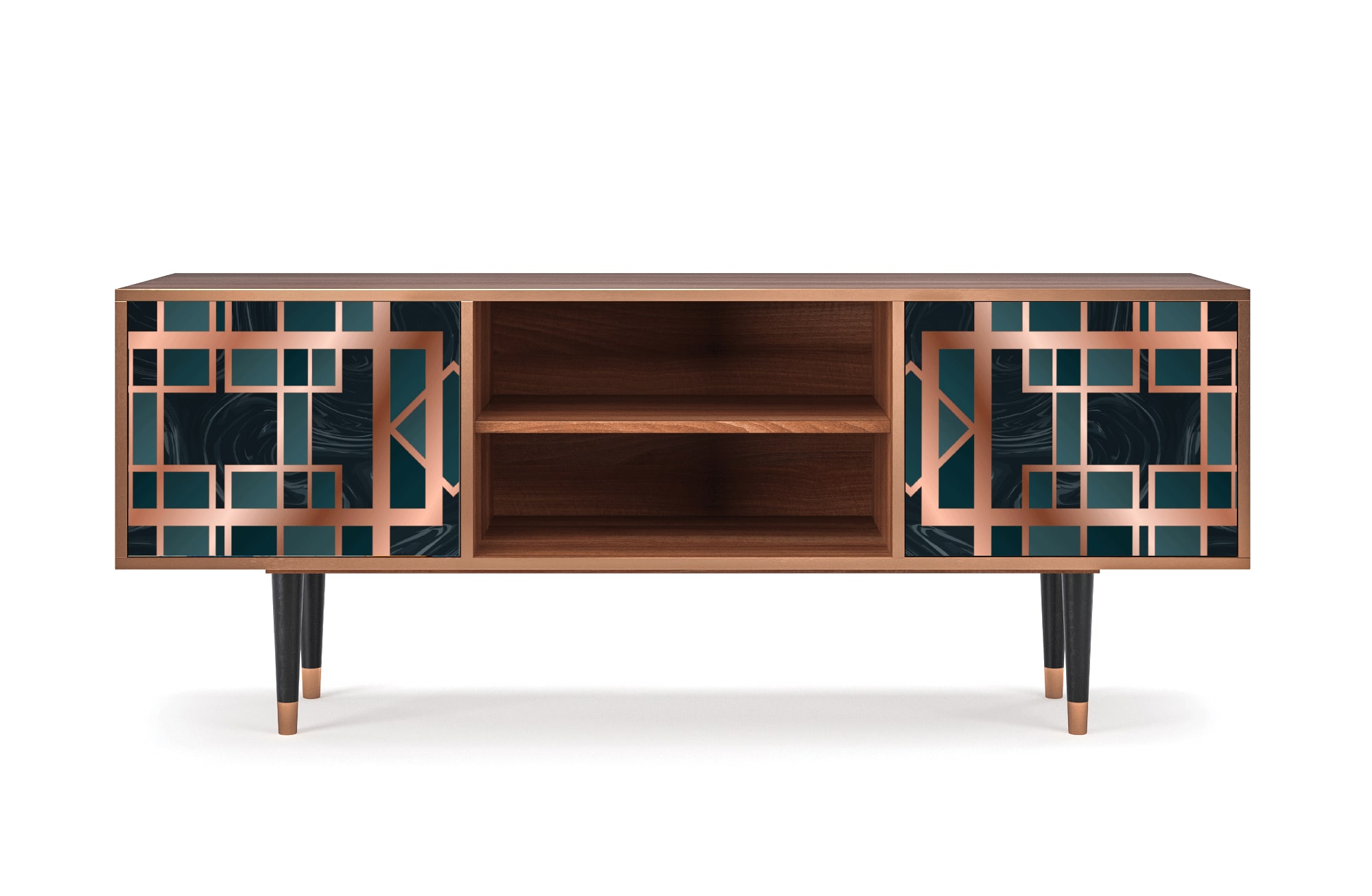 Meuble TV  bleu-vert 2 portes L 170 cm