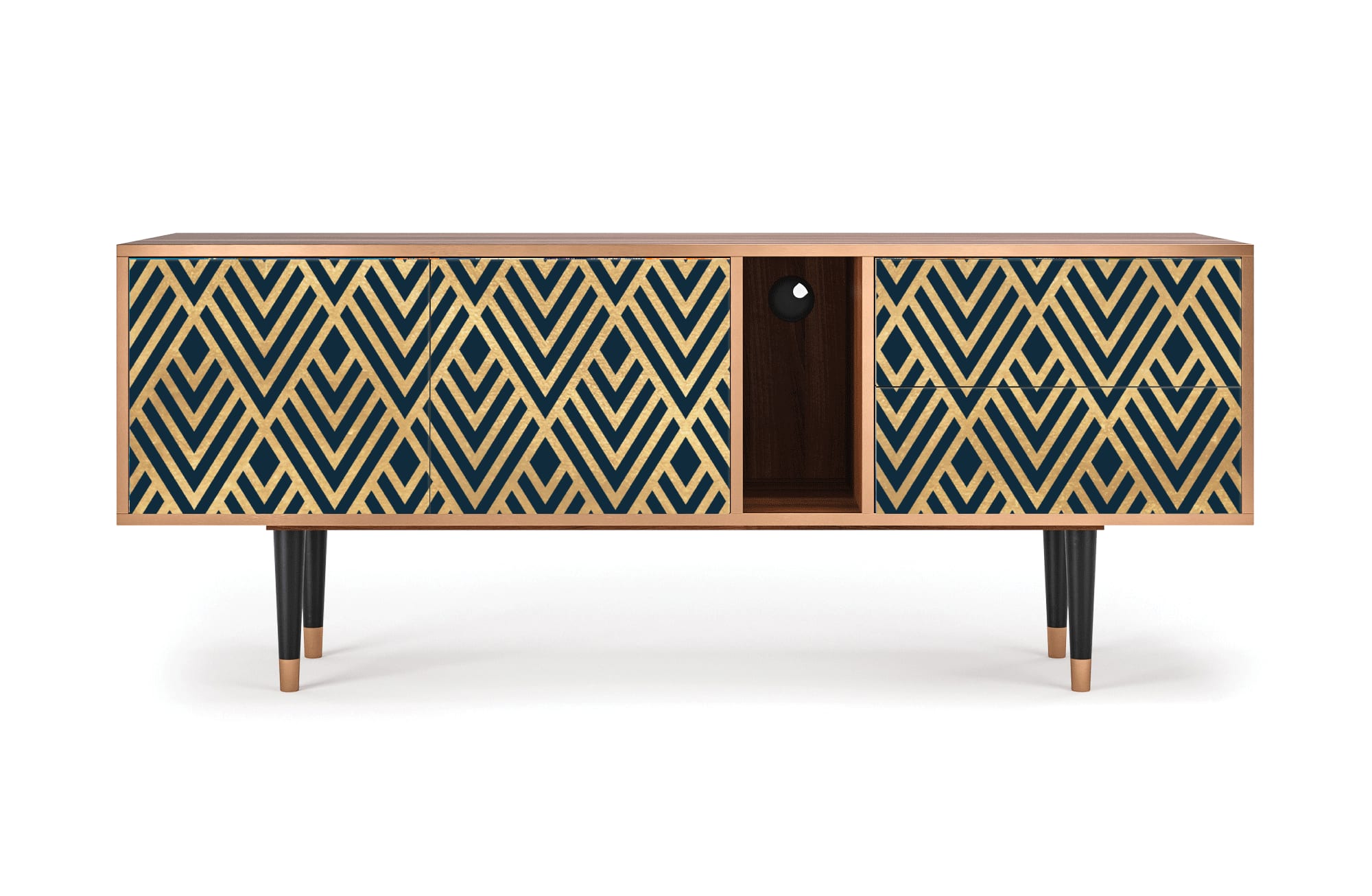 Meuble TV  bleu 2 tiroirs et 2 portes L 170 cm