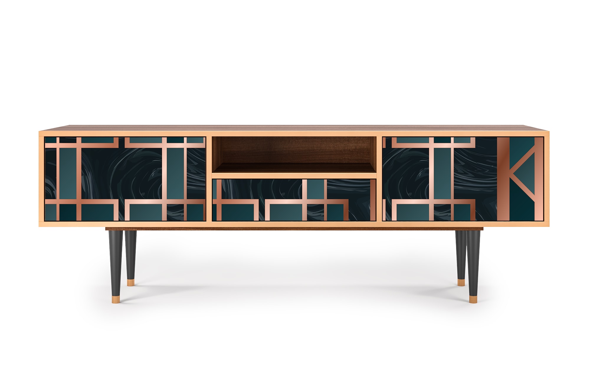 Meuble TV  bleu-vert 1 tiroir et 2 portes L 170 cm