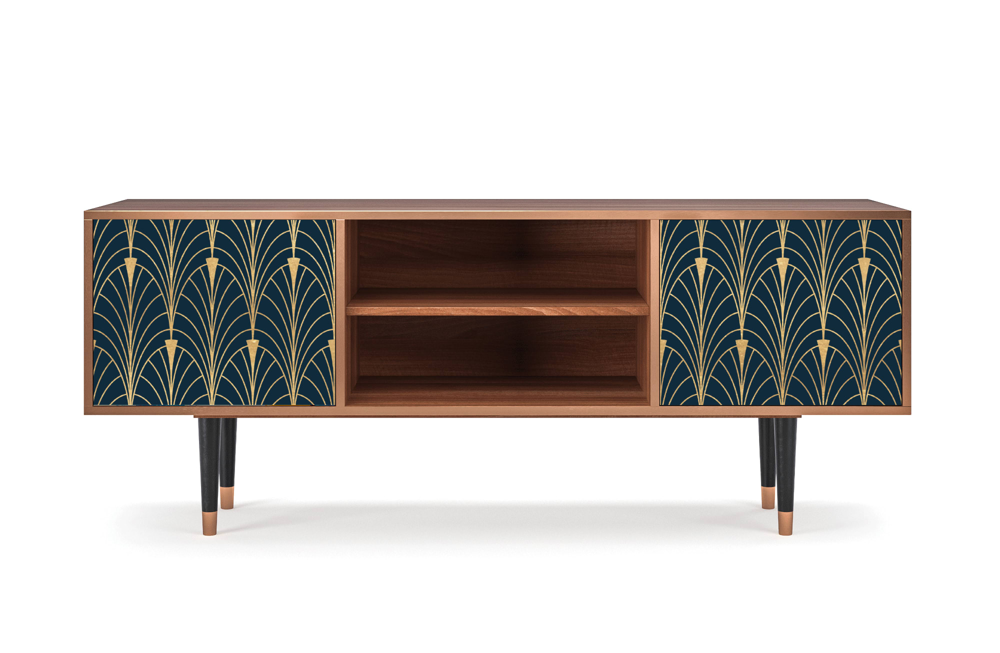 Meuble TV  bleu et jaune 2 portes L 170 cm