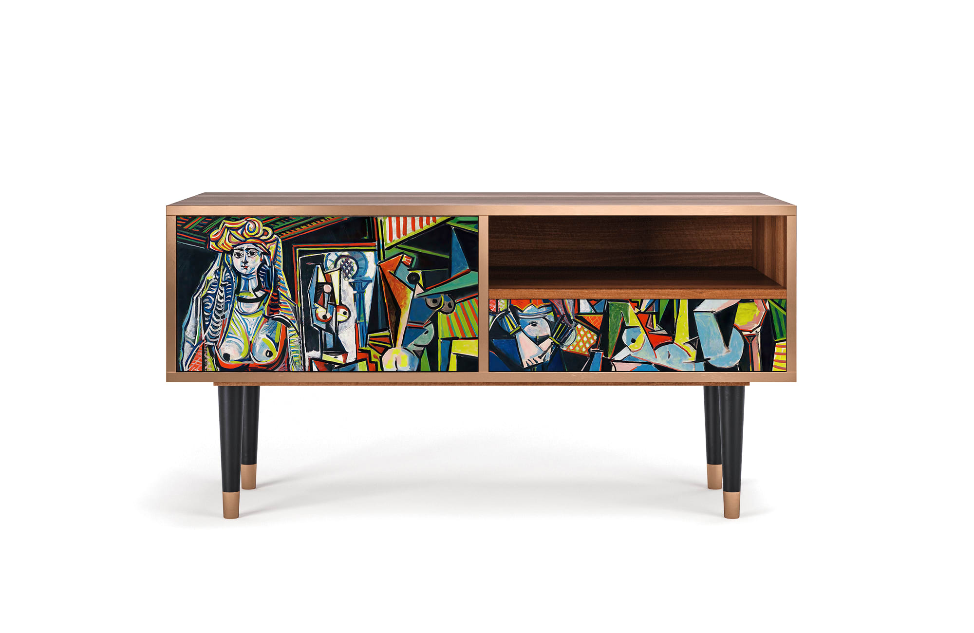 Meuble TV  multicolore 1 tiroir et 1 porte L 115 cm