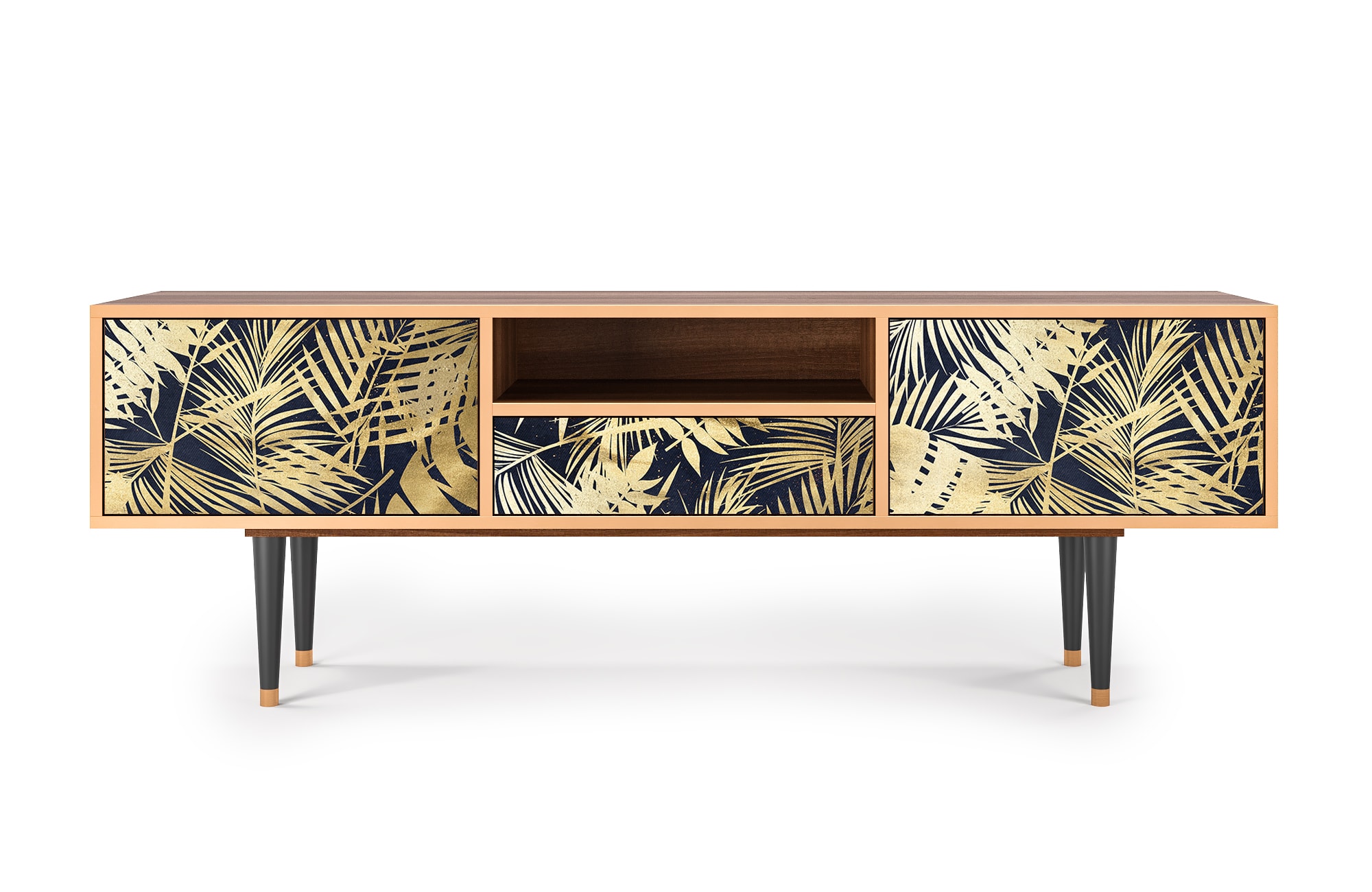 Meuble TV  bleu et jaune 1 tiroir et 2 portes L 170 cm