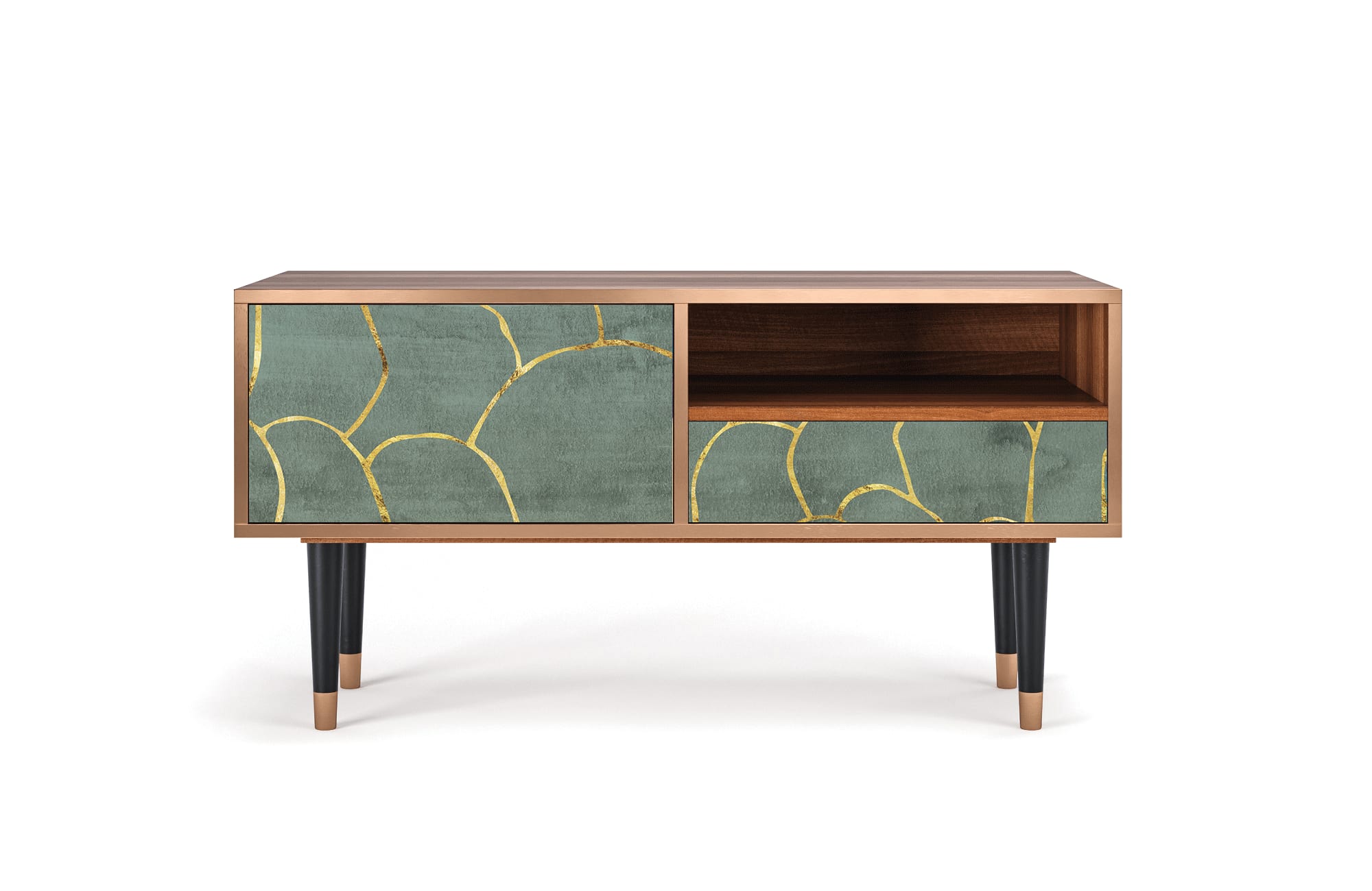 Meuble TV  bleu-vert 1 tiroir et 1 porte L 115 cm