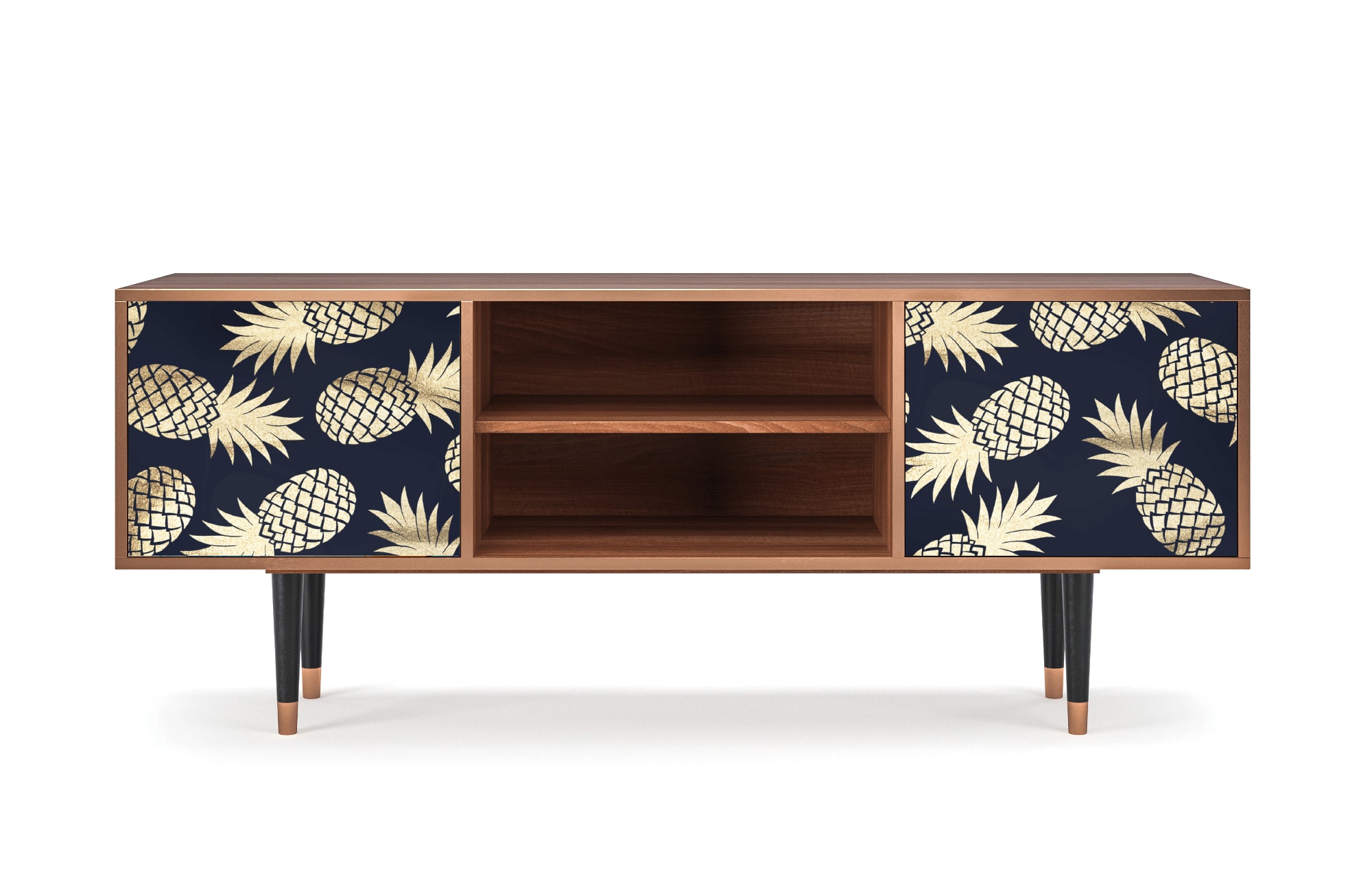 Meuble TV  bleu et jaune 2 portes L 170 cm