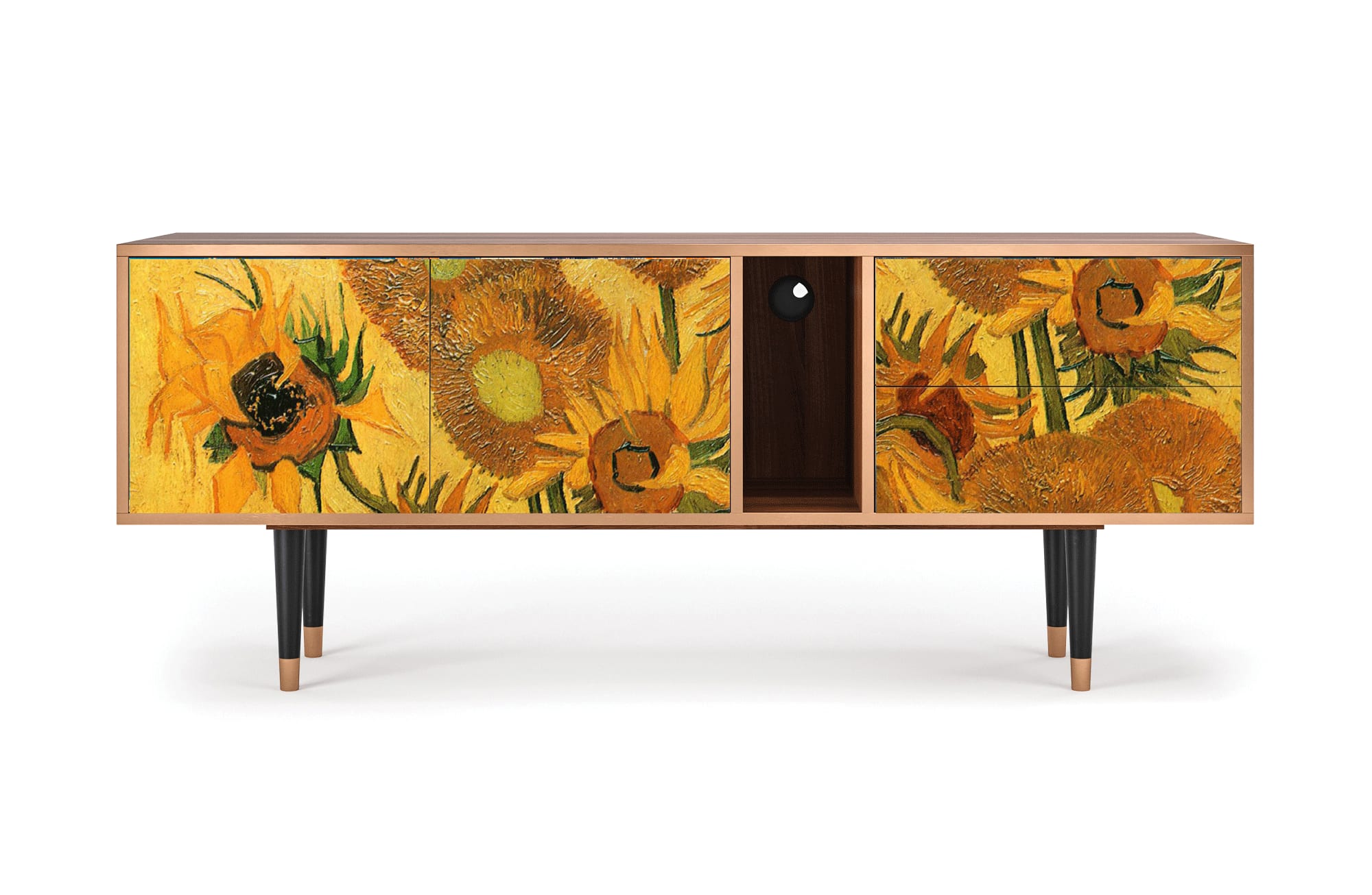 Meuble TV  jaune 2 tiroirs et 2 portes L 170 cm