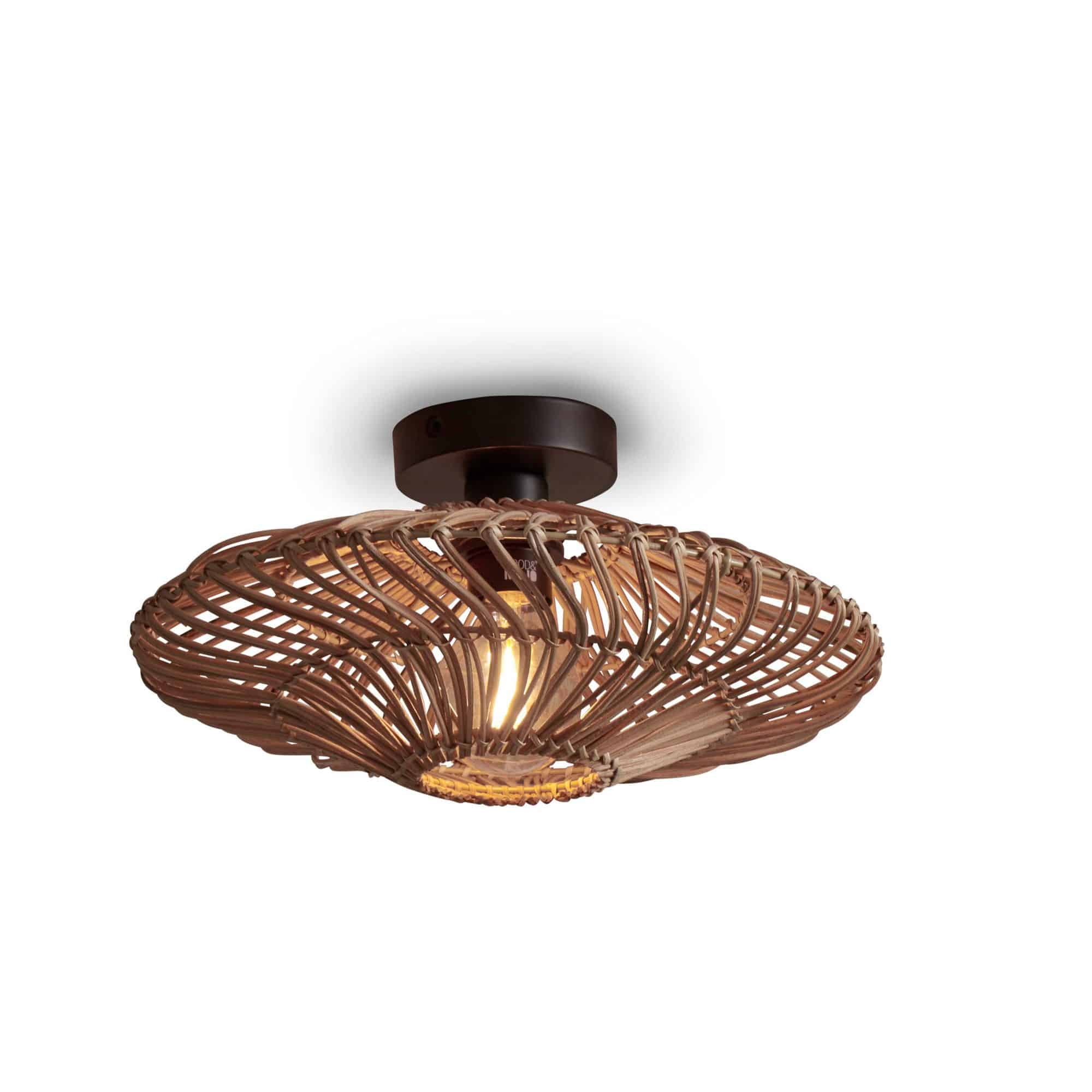 Plafonnier rotin naturel, h. 12cm