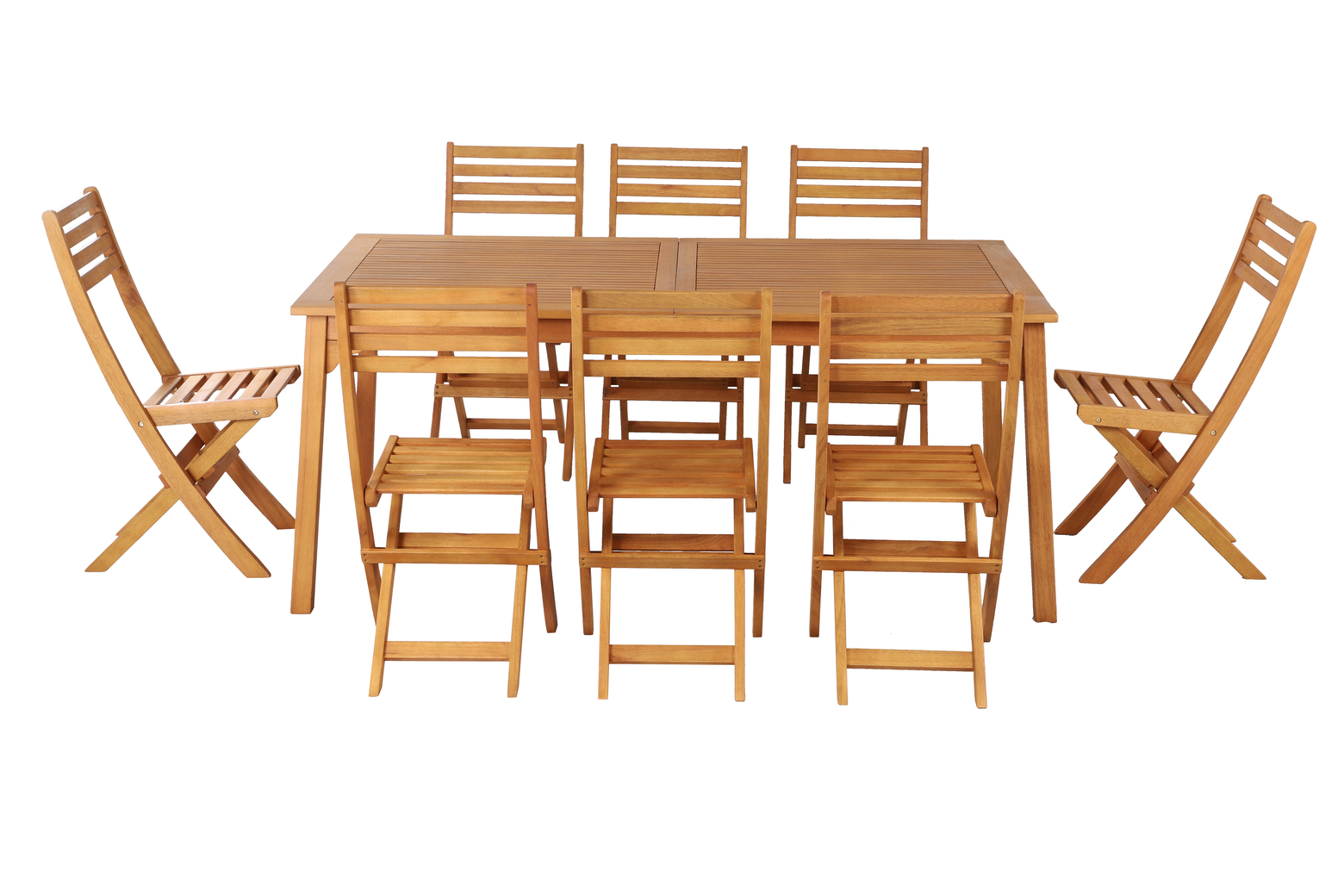 Ensemble repas de jardin 8 en bois d'eucalyptus 8 places 180-240 cm