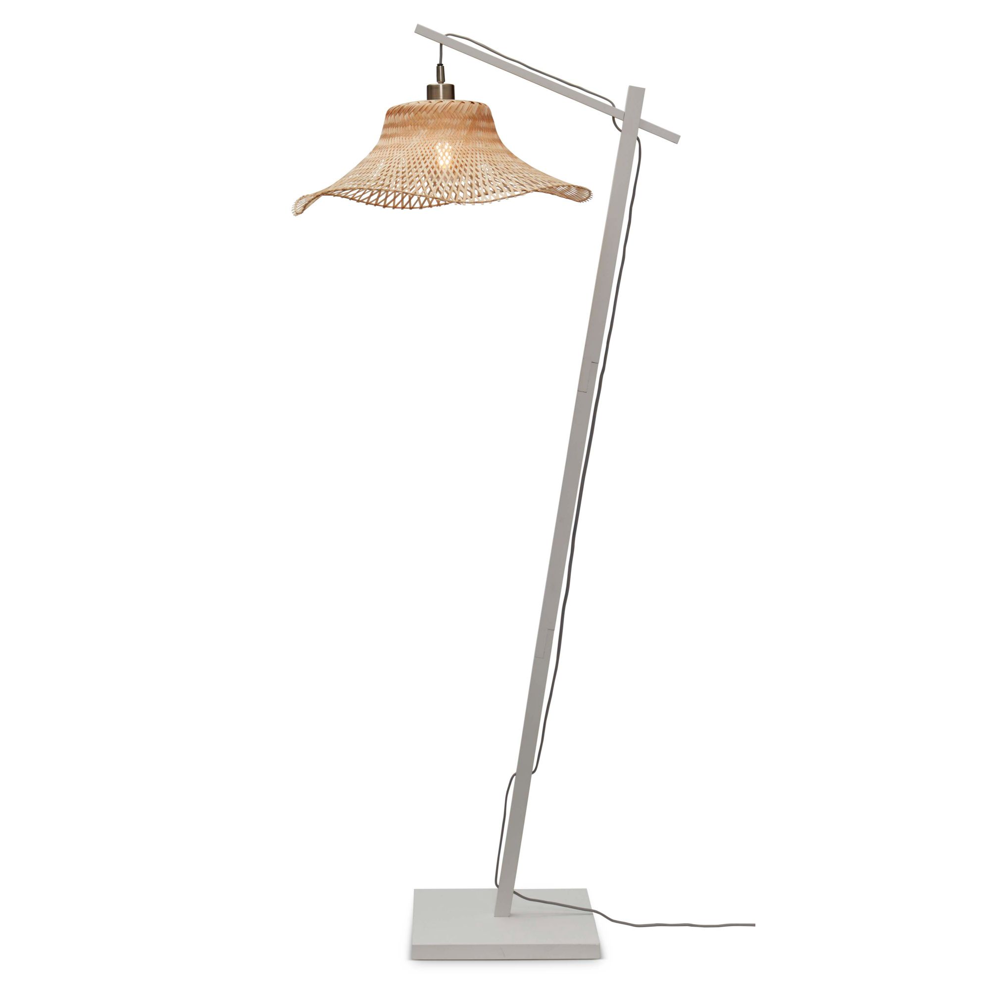 Lampadaire bambou abat-jour bambou blanc/naturel, h. 150cm