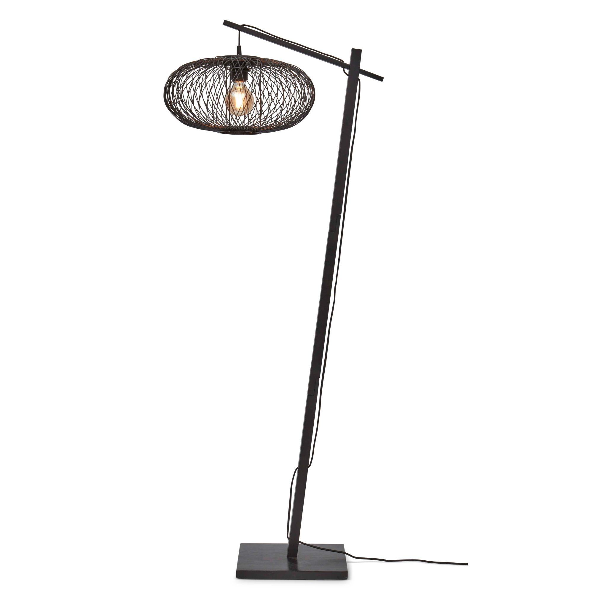 Lampadaire bambou abat-jour bambou noir, h. 150cm