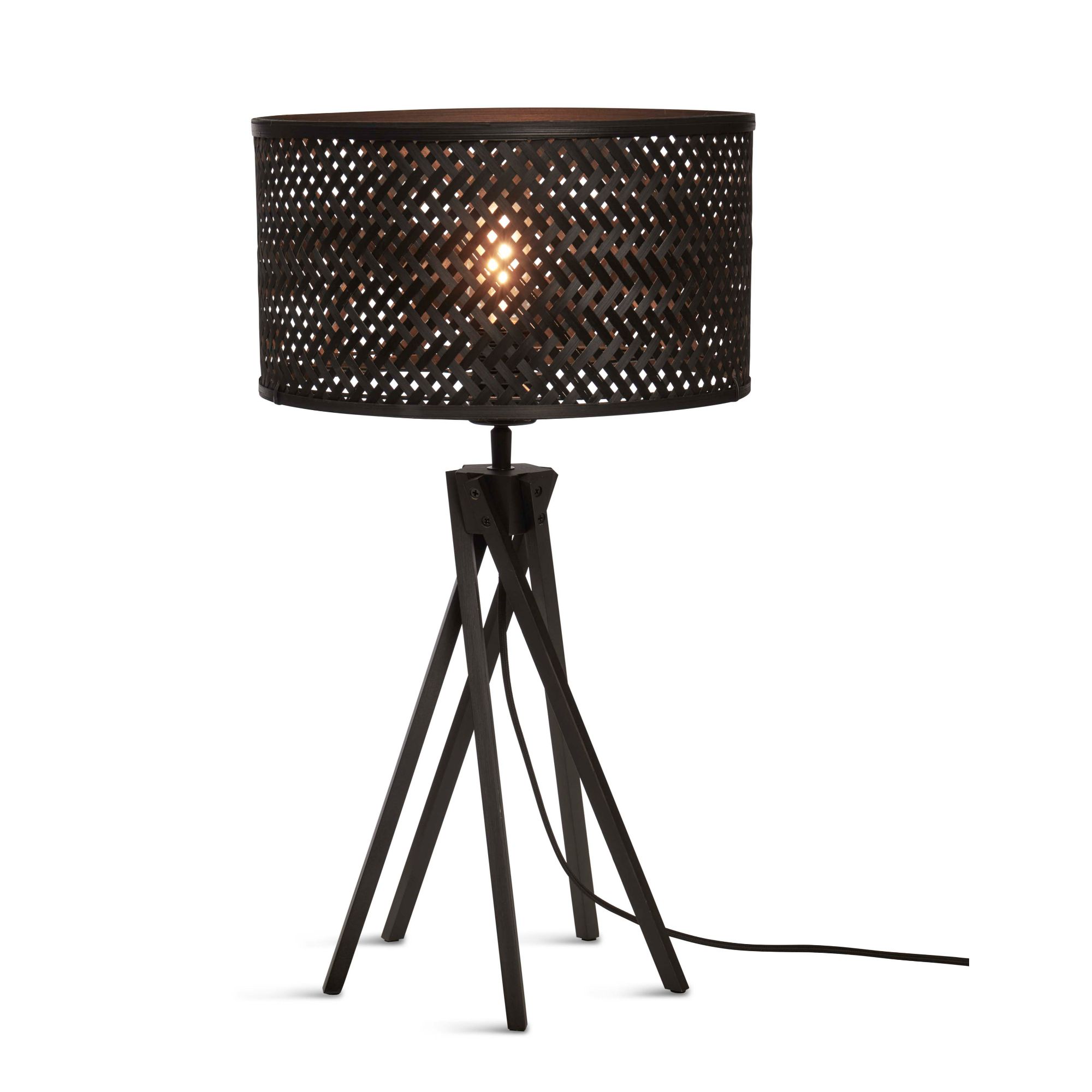 lampe de table bambou noir, h. 56cm