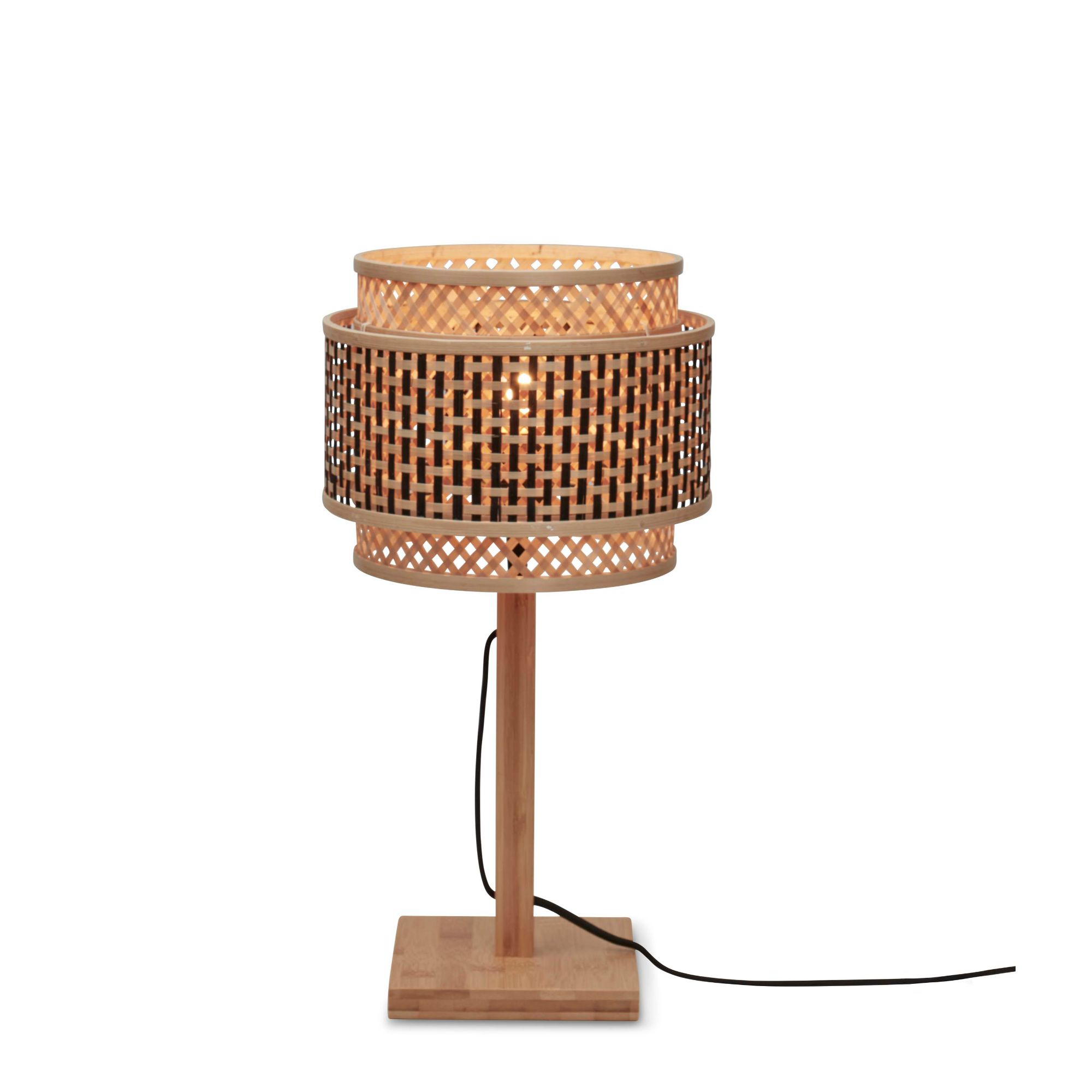 Lampe de table bambou abat-jour bambou naturel/noir, h. 40cm