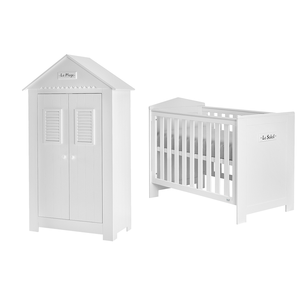 Chambre bébé : Duo - Lit bébé 60x120 armoire 2 portes blanc