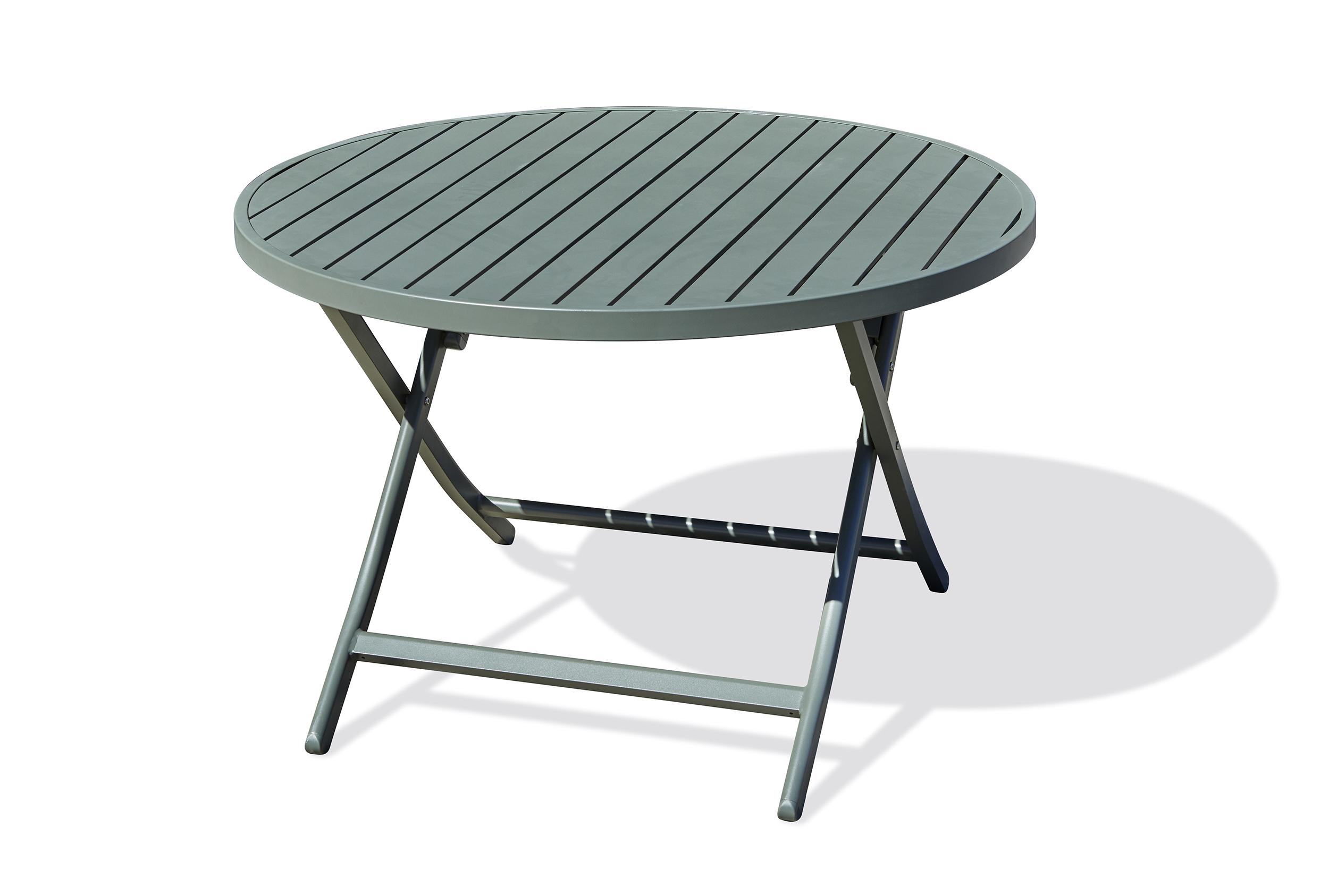 table de jardin ronde pliante en aluminium vert kaki