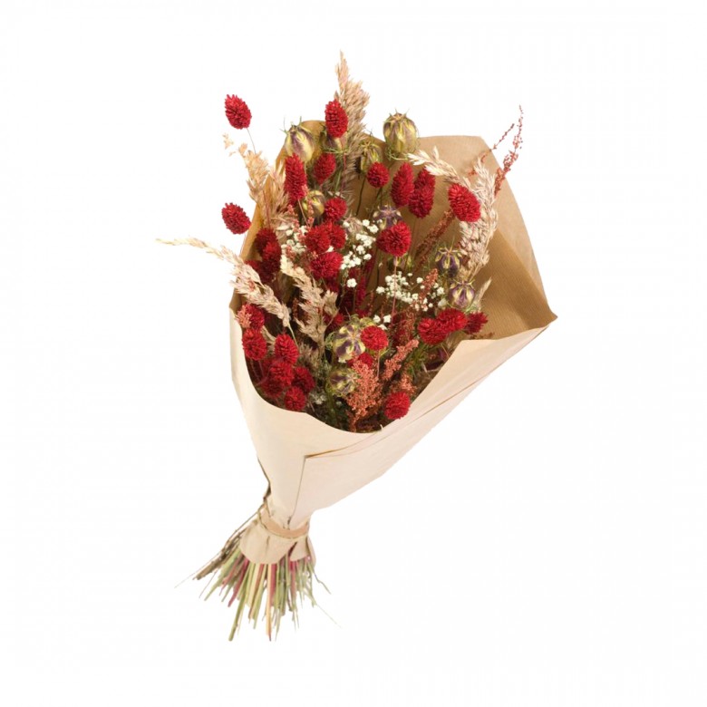 Bouquet de fleurs séchées rouge L