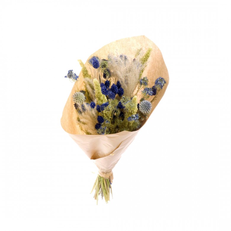 Bouquet de fleurs séchées bleu L