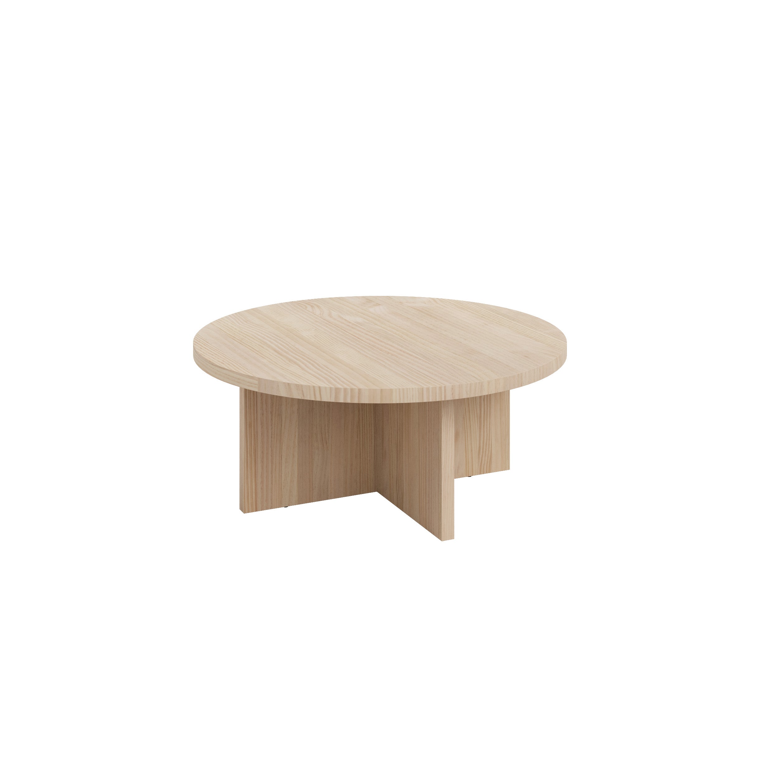Table basse ronde en bois de pin massif naturel