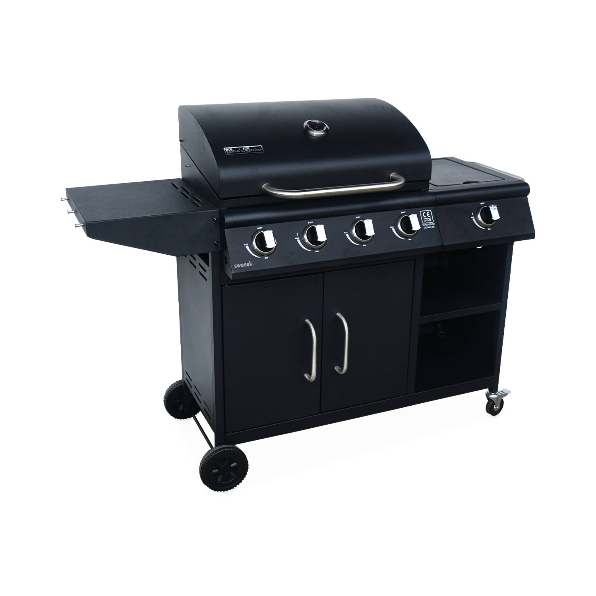 Barbecue gaz en acier inoxydable, 5 brûleurs