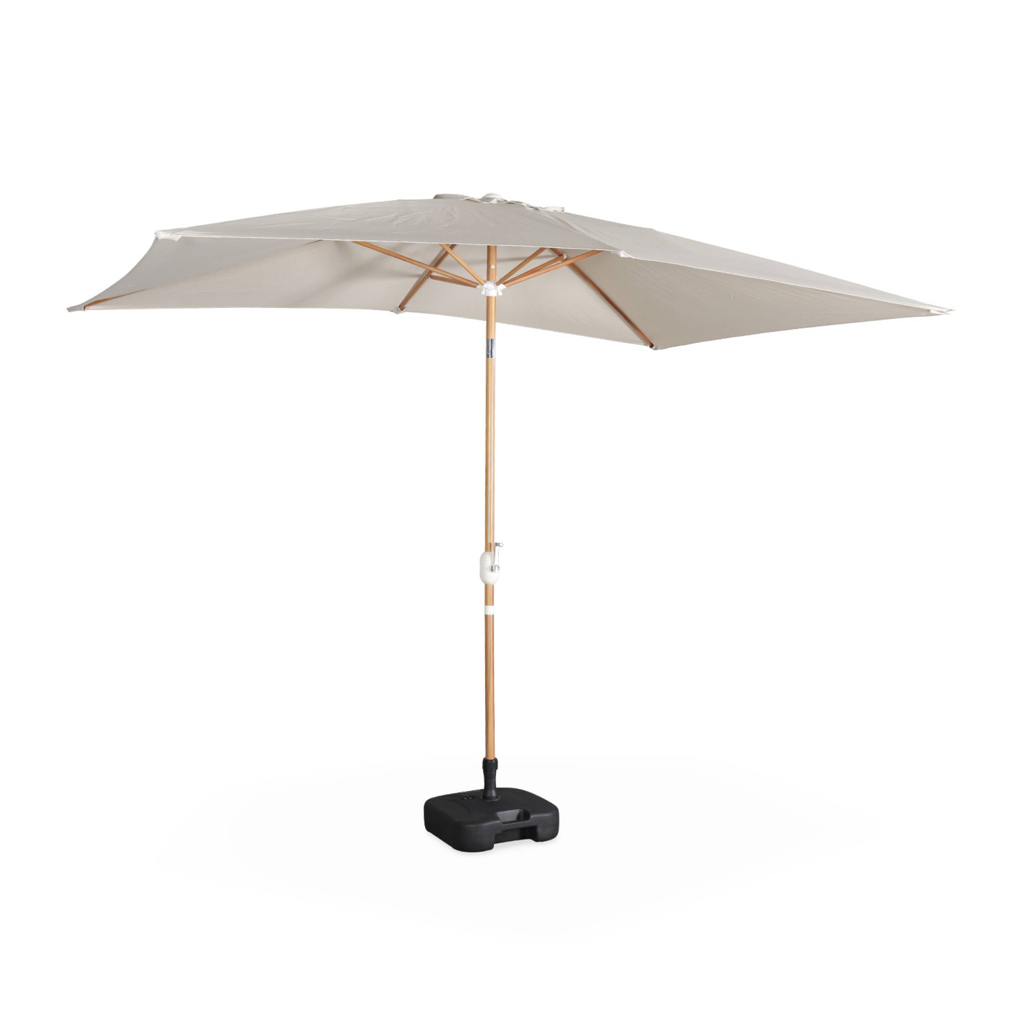 Parasol droit sable 2x3m, mât imitation bois