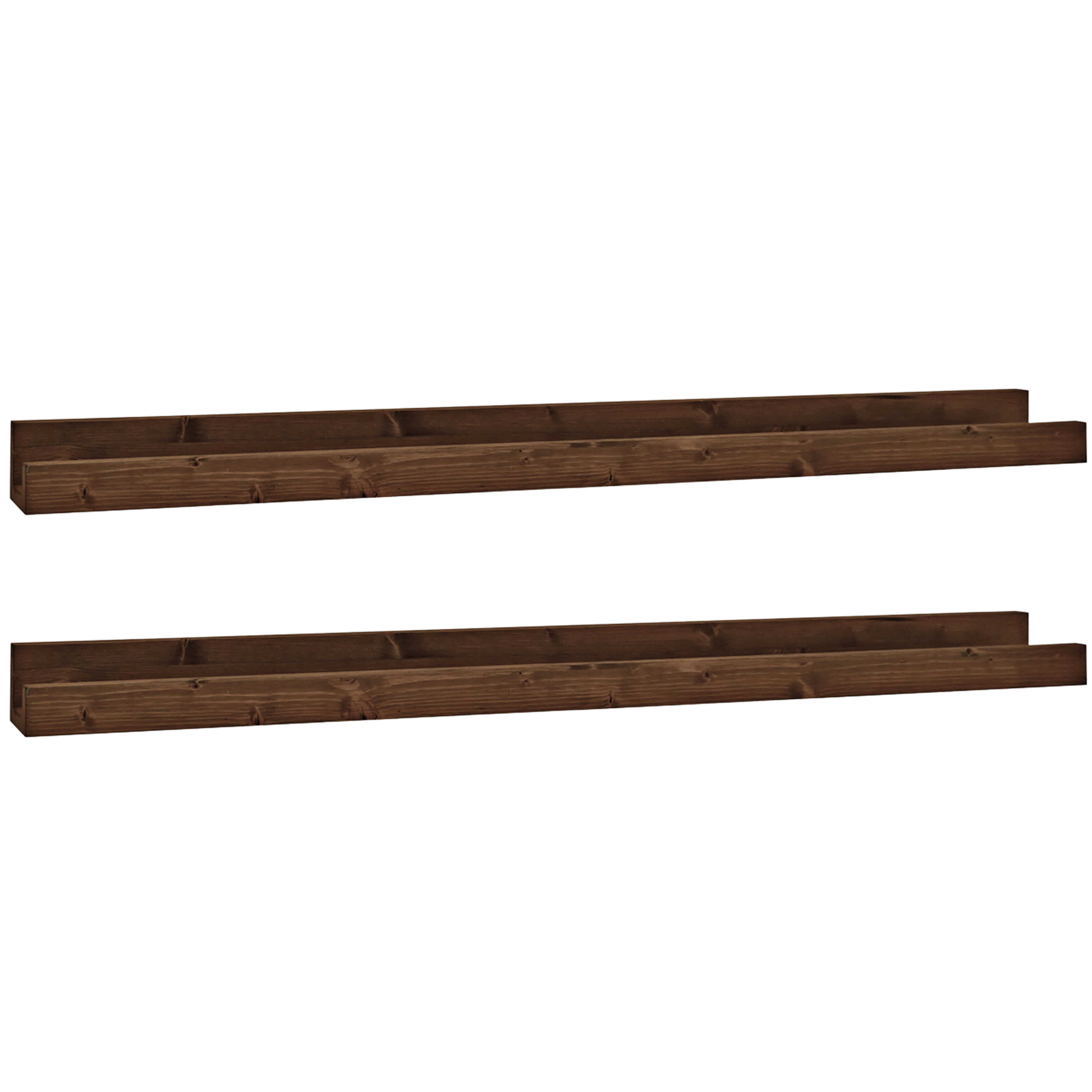 pack 2 étagères flottantes en bois de pin marron 50x7cm