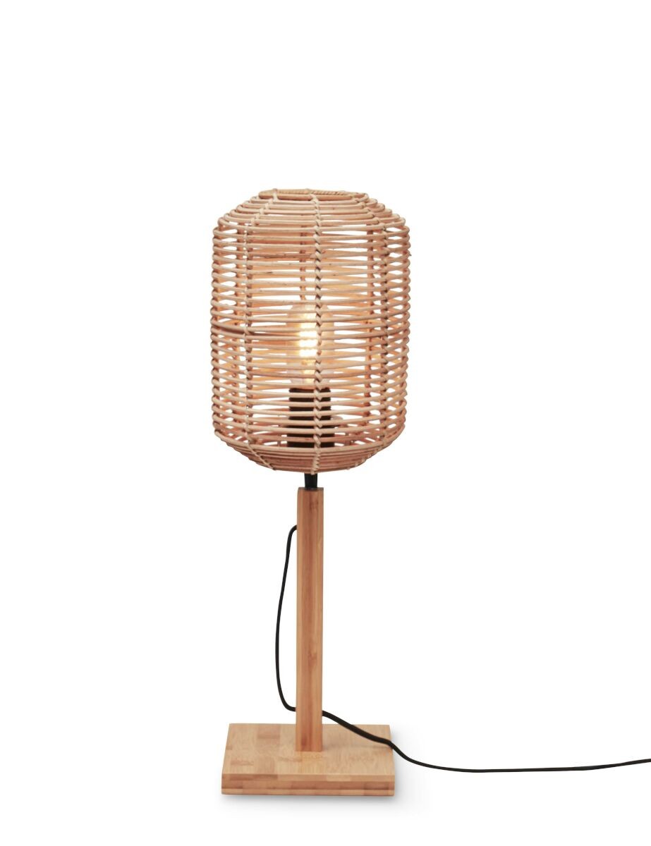 lampe de table bambou abat-jour rotin naturel, h. 45cm