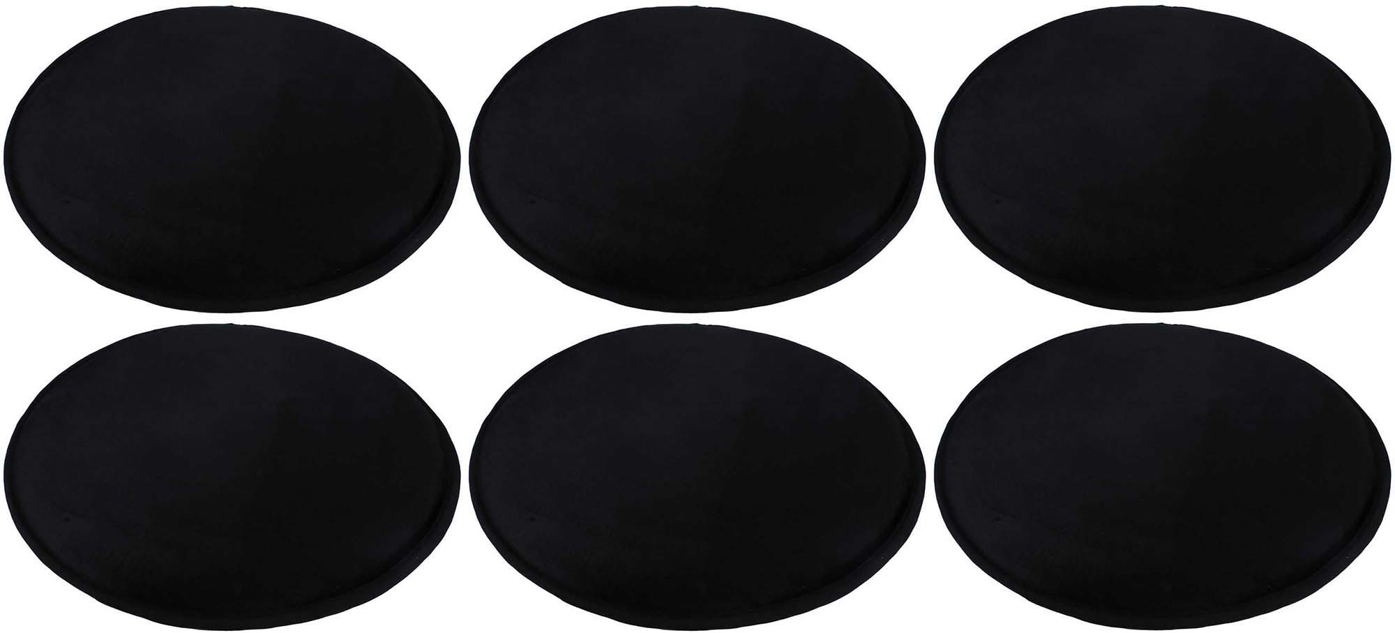 Set de 6 galettes de chaises en velours 34 cm noir