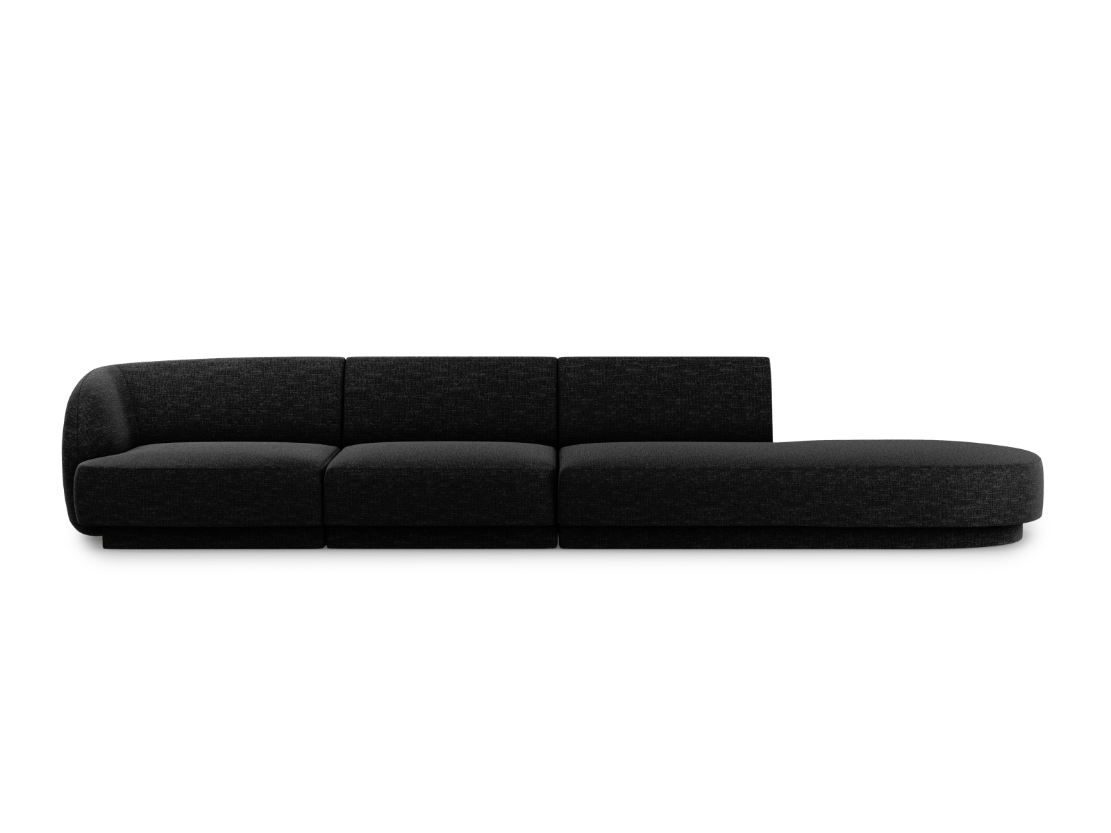 Canapé droit 4 places Noir Tissu Moderne Confort Promotion
