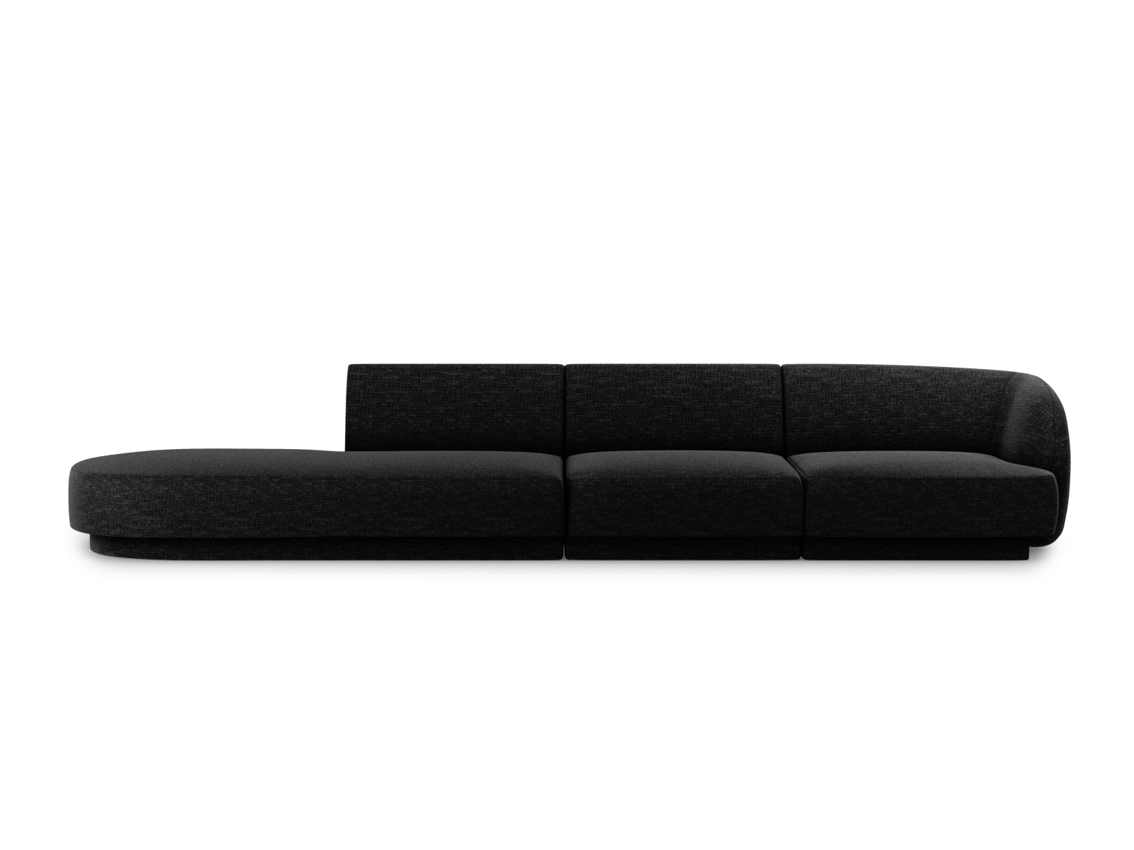 Canapé droit 4 places Noir Tissu Moderne Confort Promotion