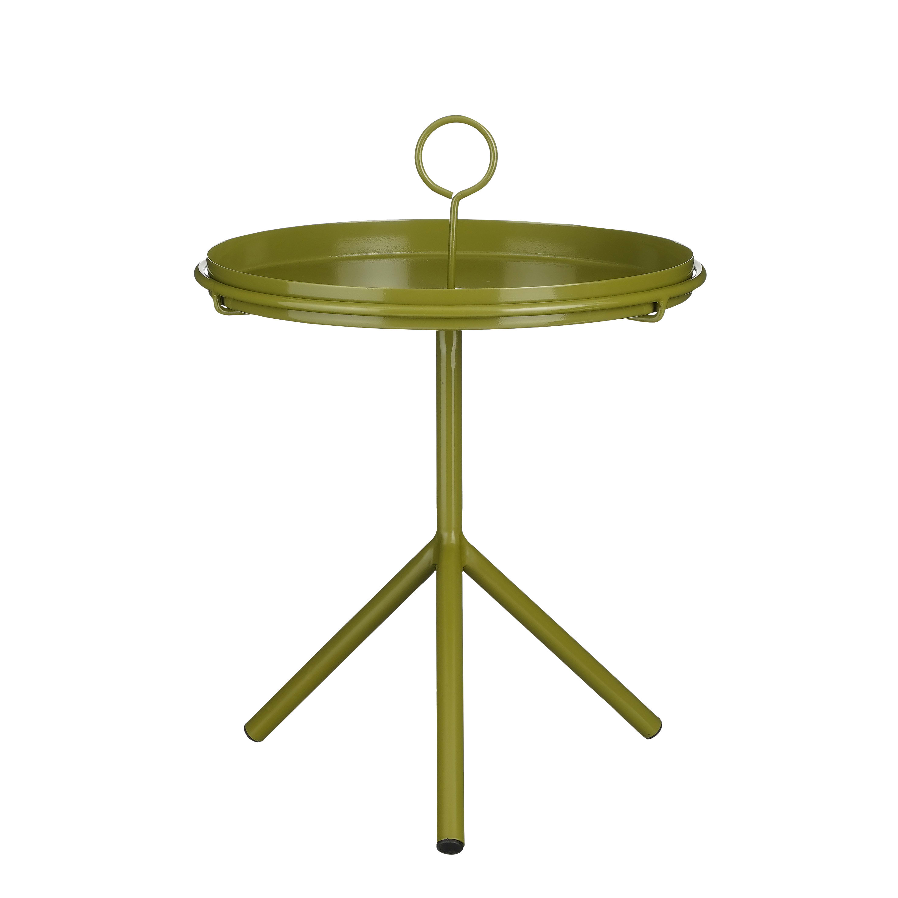 table d'appoint en métal vert foncé avec plateau amovible d30,5