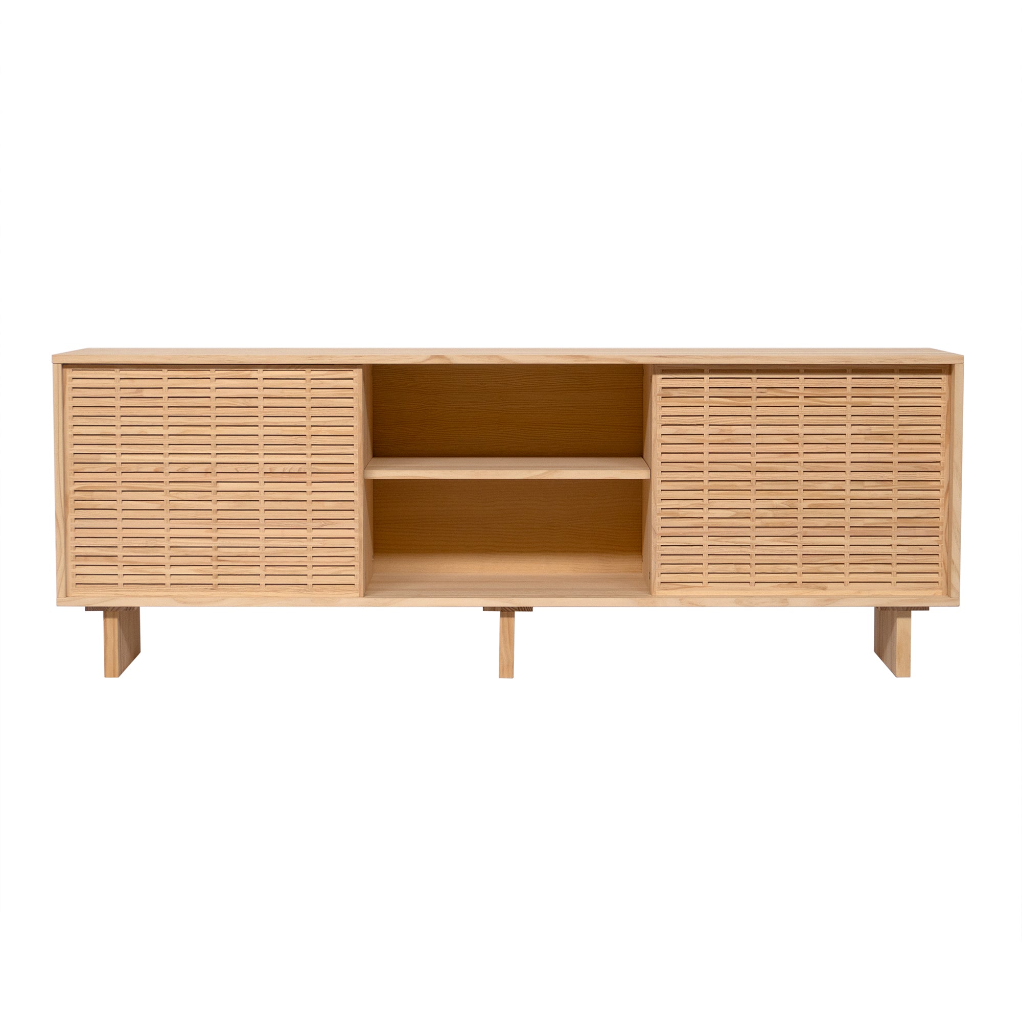 Buffet 2 portes en bois de pin massif naturel – 180 cm