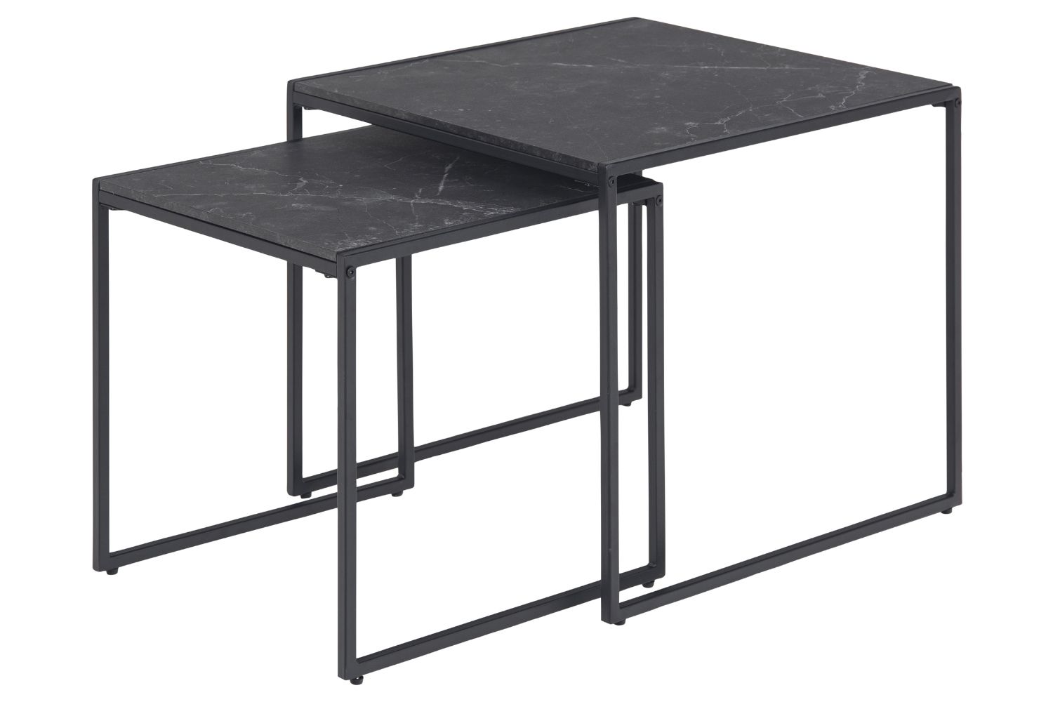tables gigognes carrées effet marbre noir