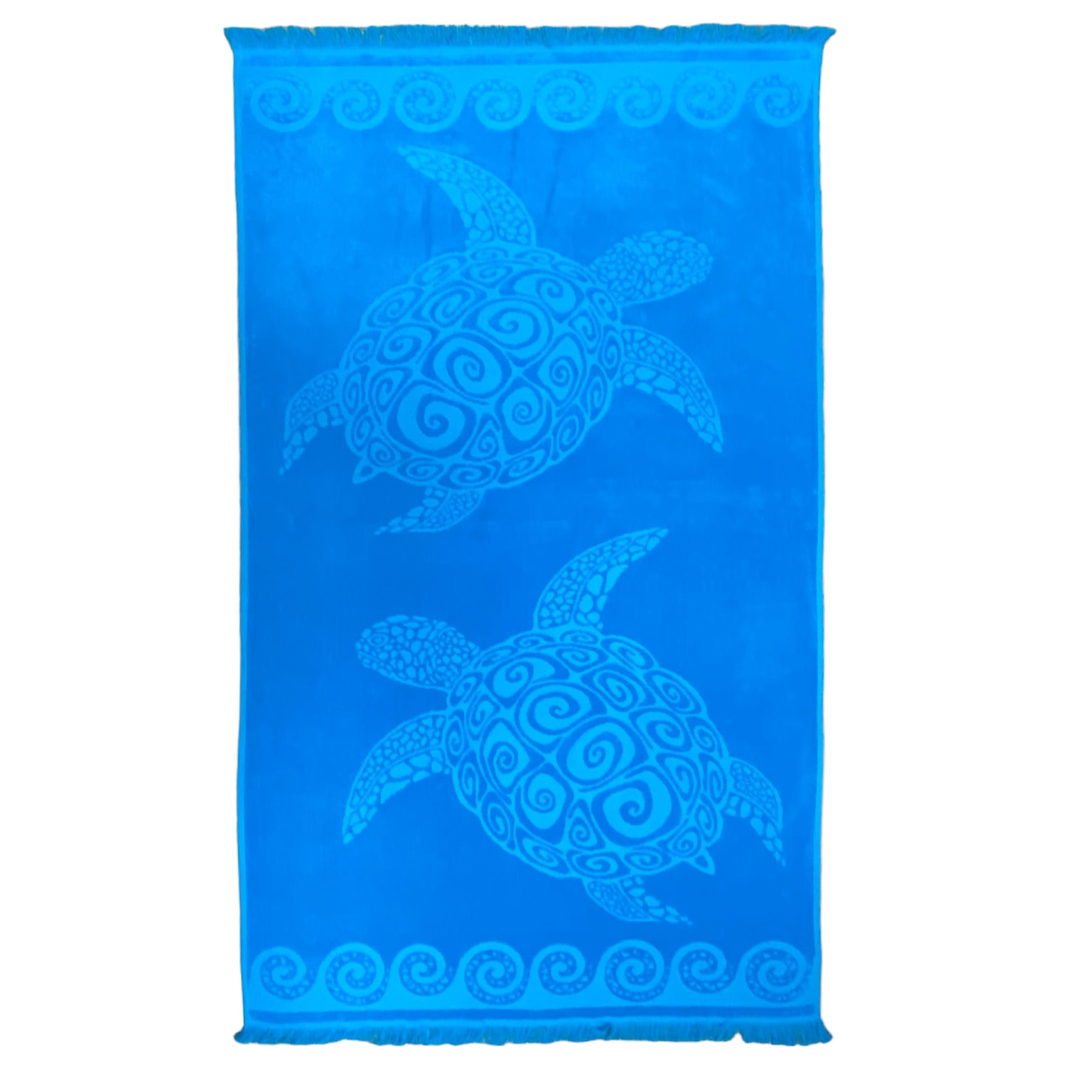 serviette de plage éponge velours  ciselée cozumel 90x170 turquoise