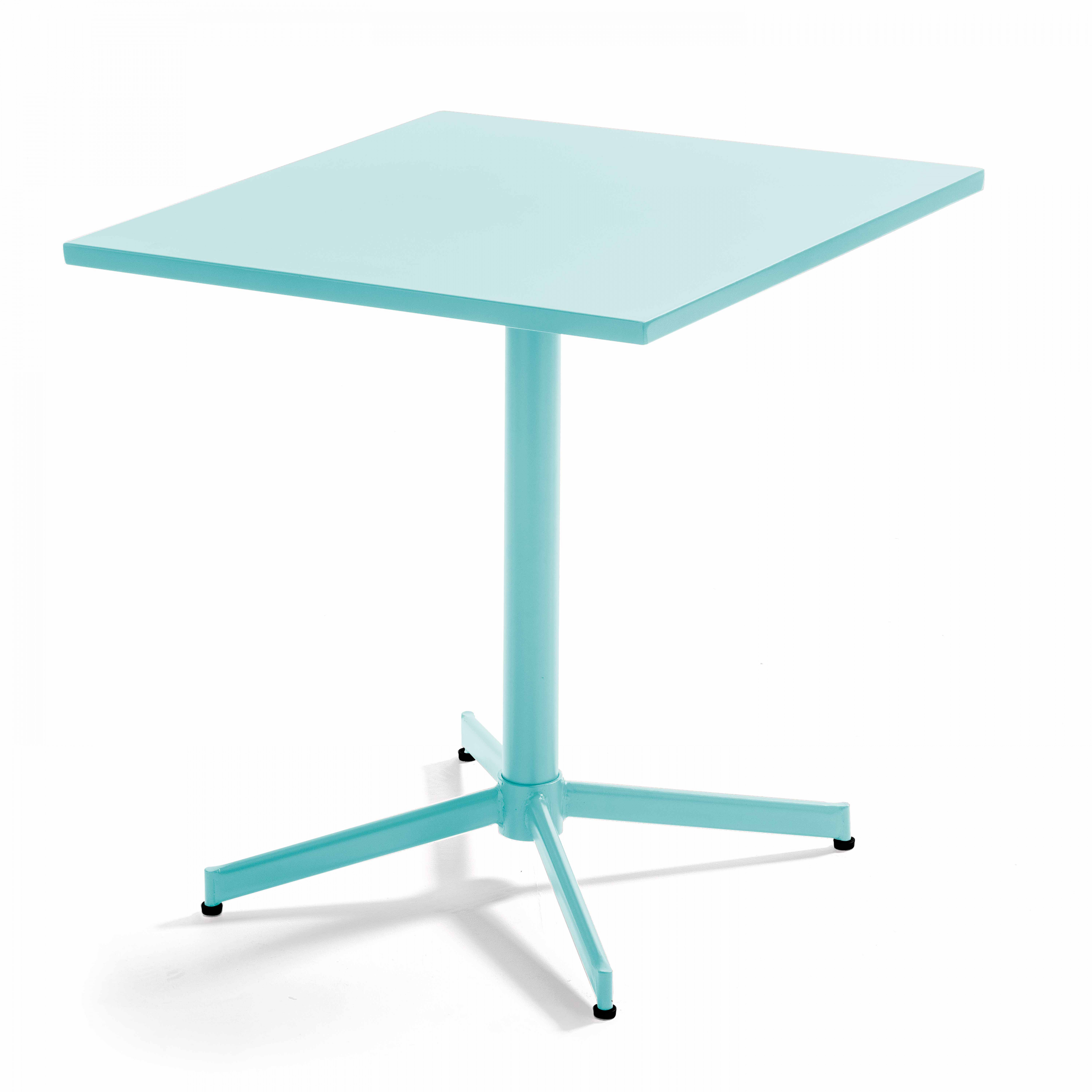 Table de jardin carrée bistro inclinable en acier turquoise 70cm