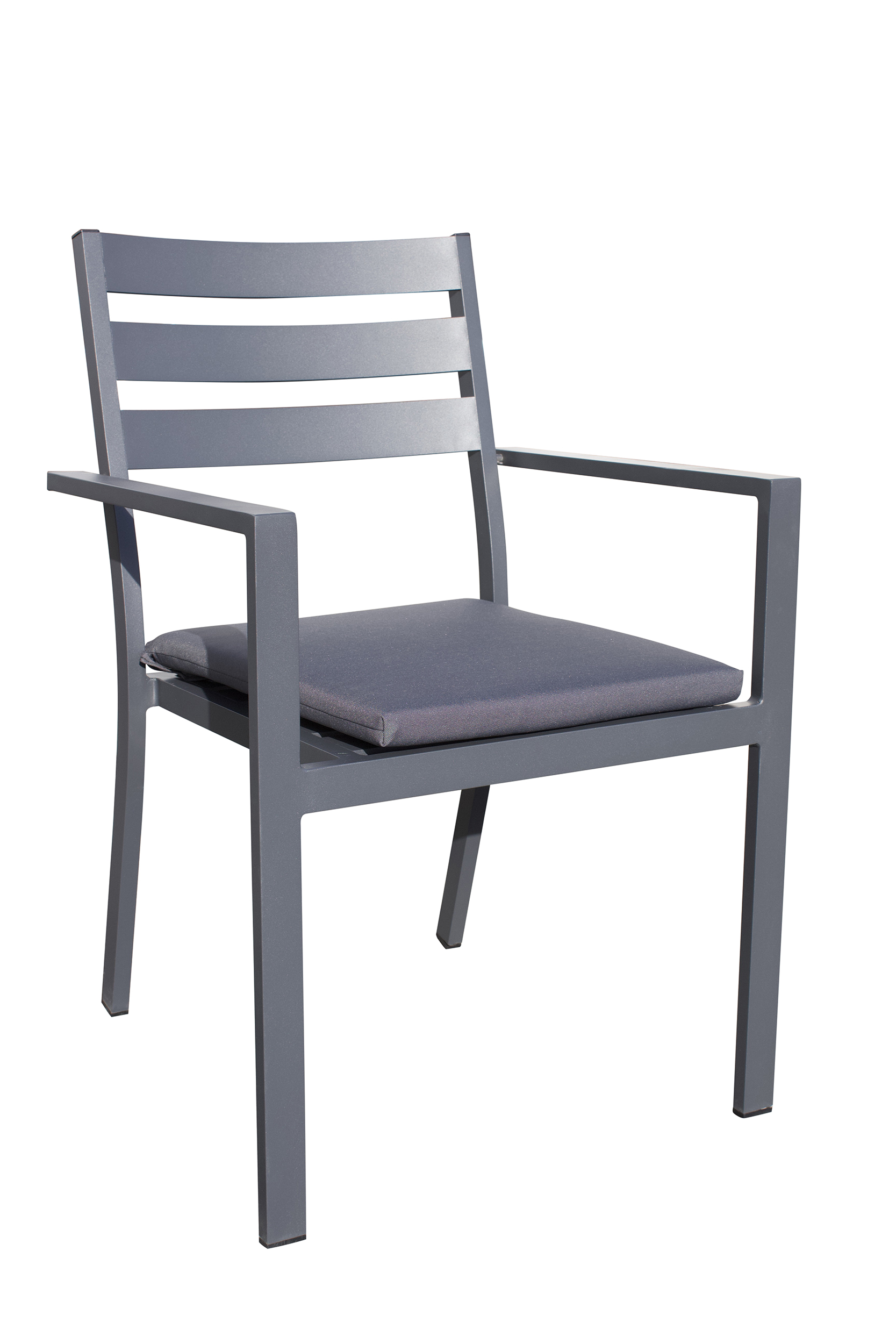fauteuil de jardin empilable en aluminium gris anthracite