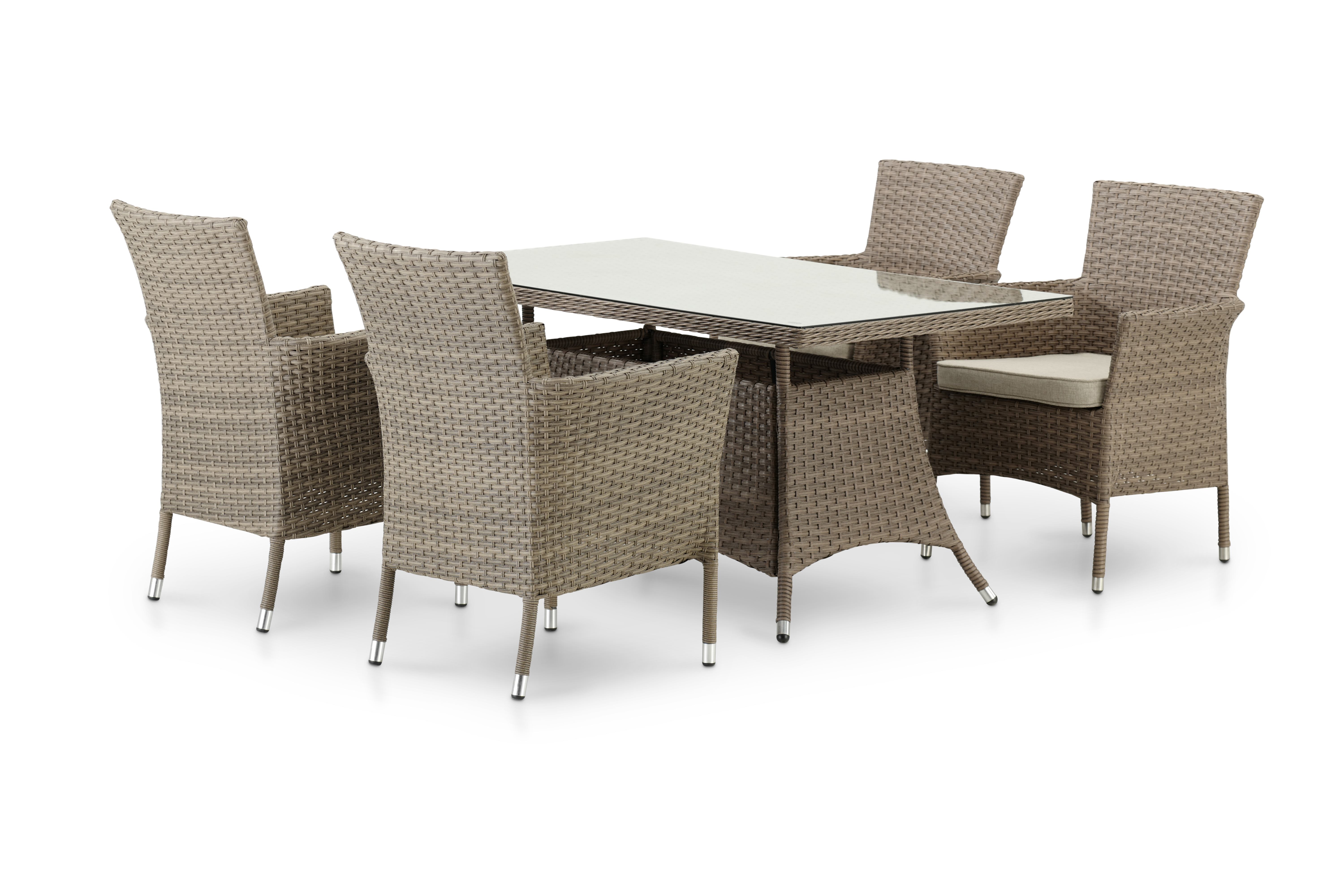 Table à manger 140x80x68 et 4 chaises rotin