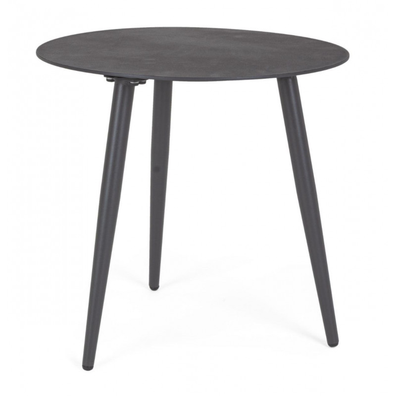 Table basse d'extérieur ronde en aluminium gris